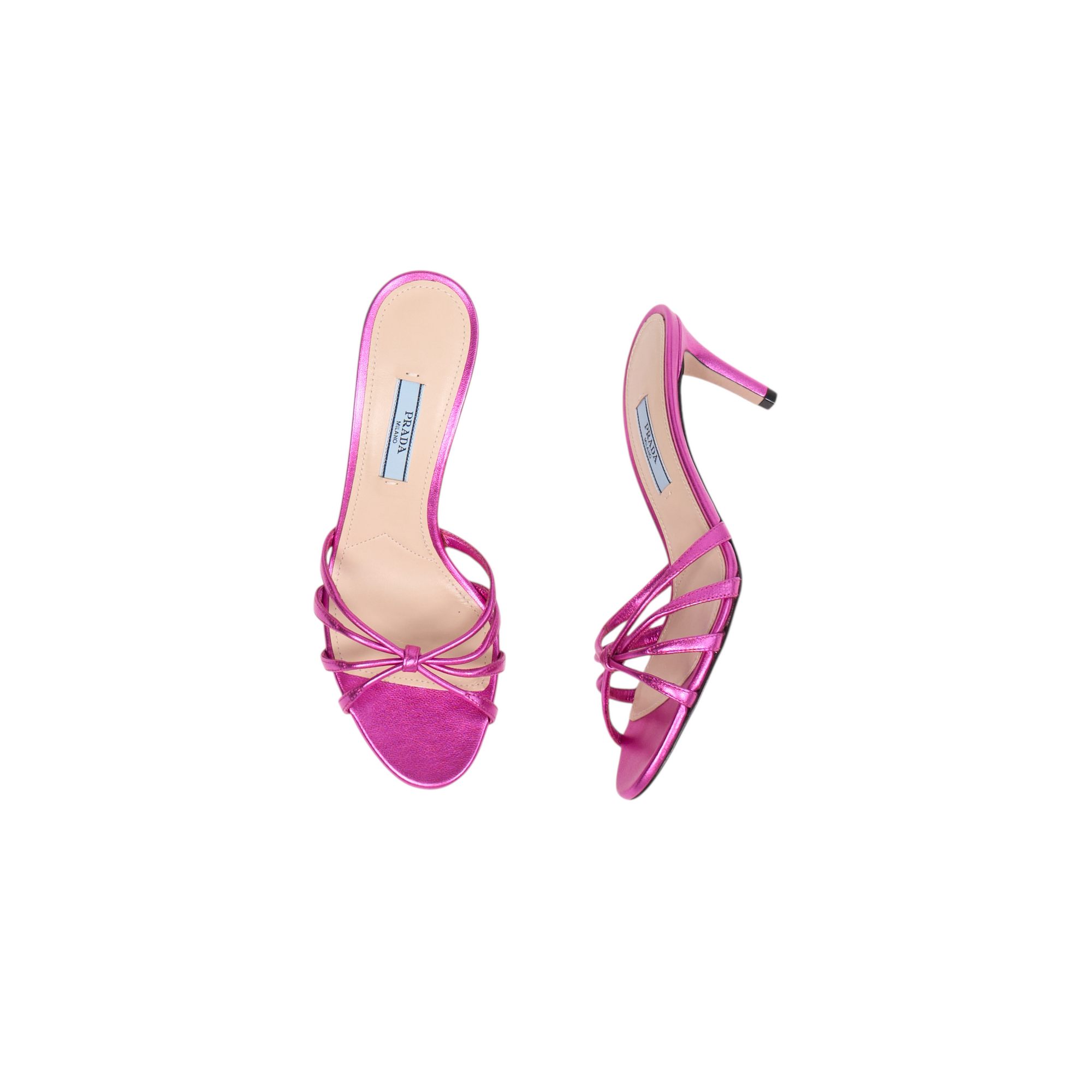 prada metallic pink sandal heels