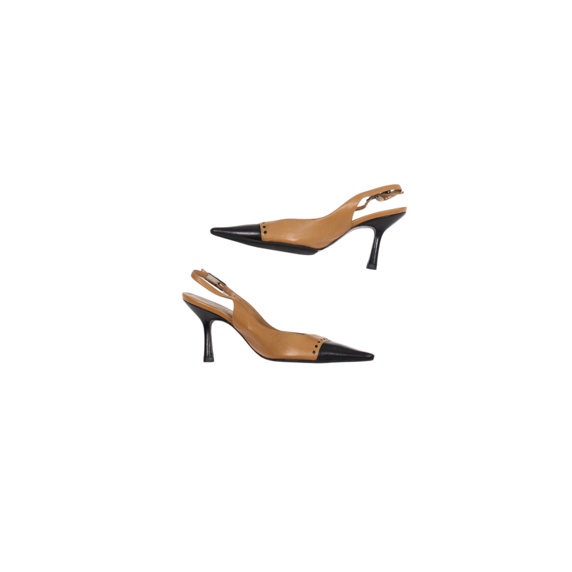 chanel 2000s tan pointed toe heels