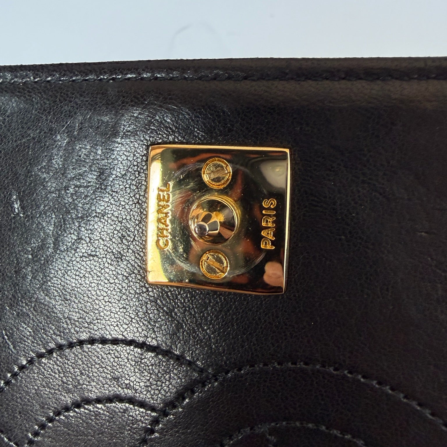 chanel 2000s black leather wallet on chain bag