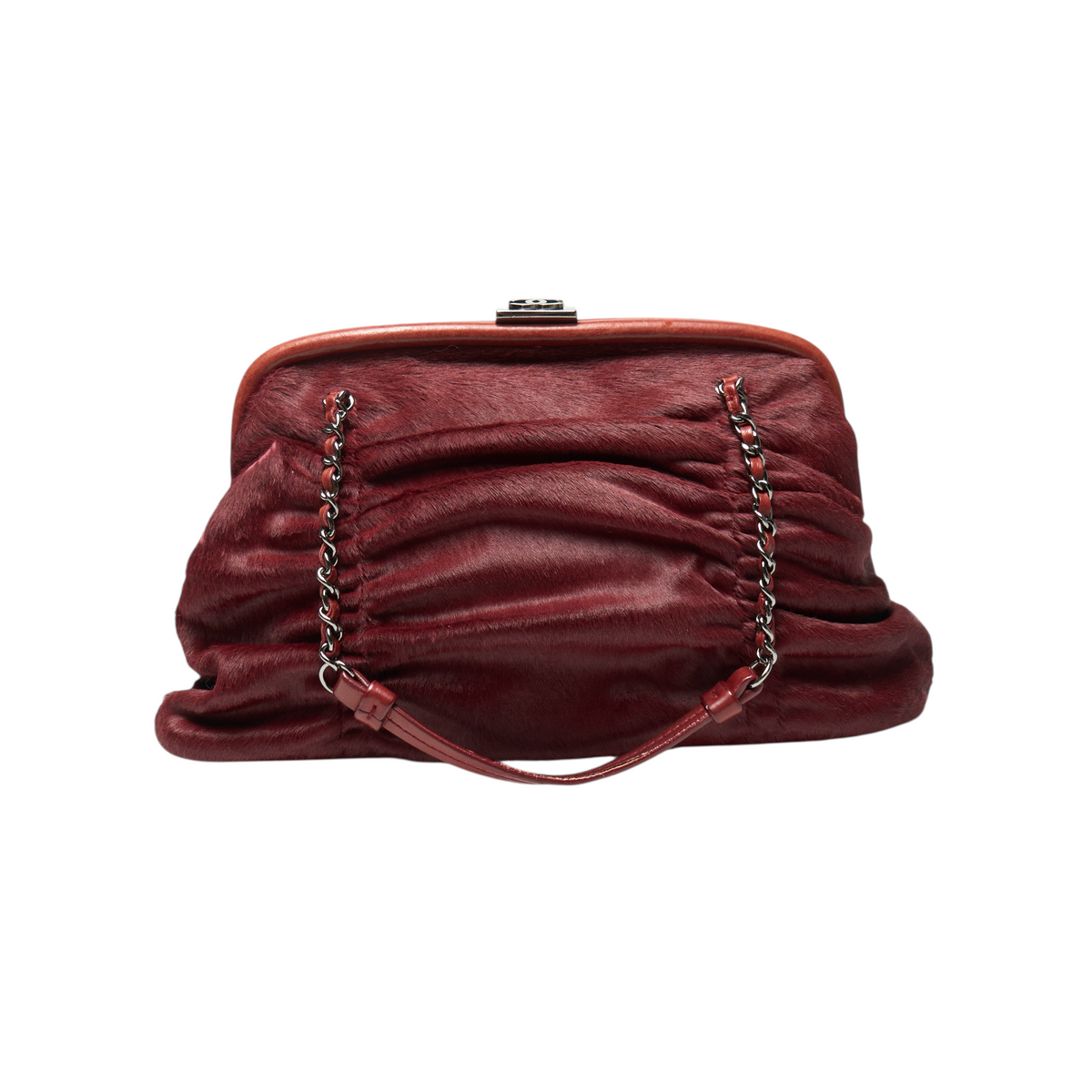 chanel 2000s burgundy red shoulder bag
