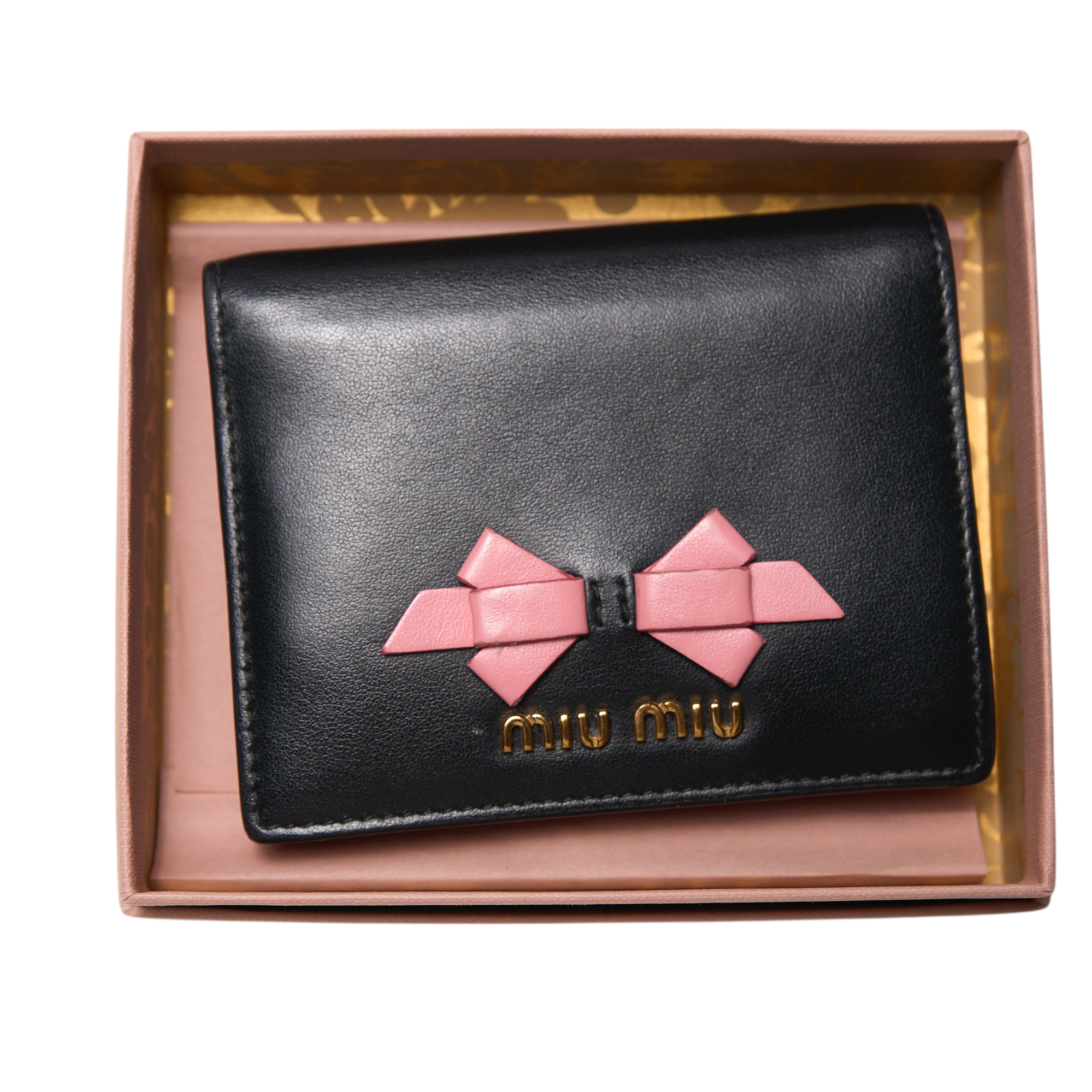 miu miu black bow wallet