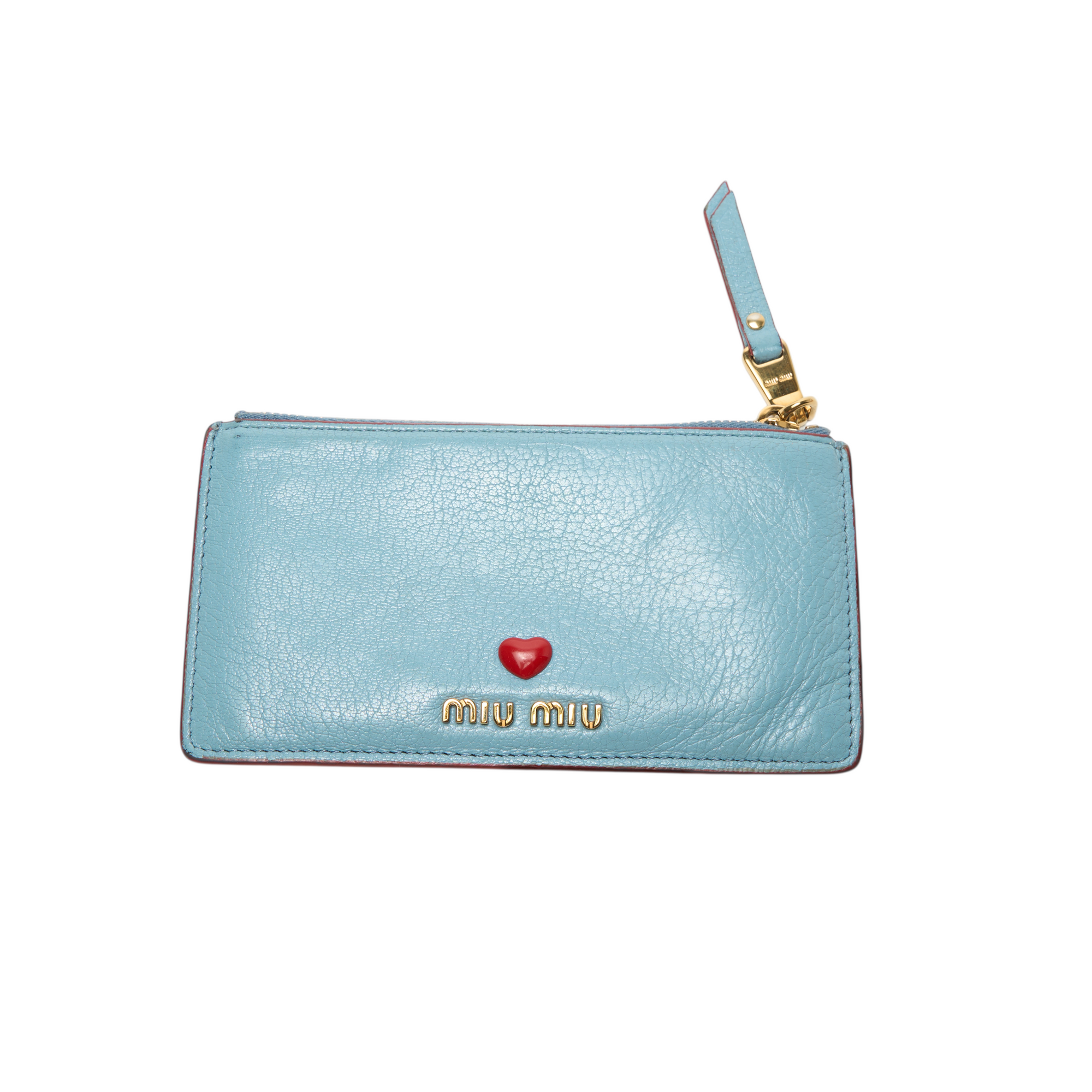 miu miu blue heart long wallet