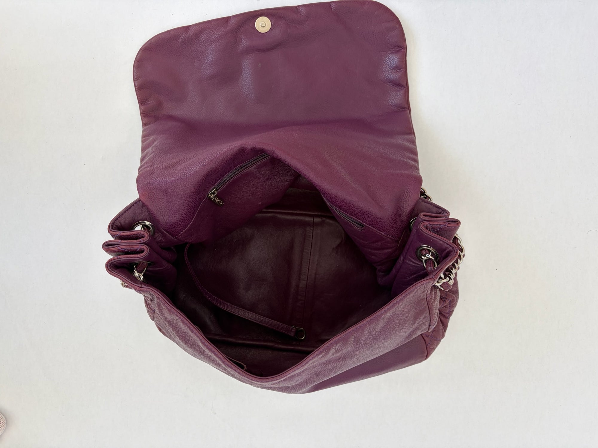 chanel 2000s purple large accordion flap bag