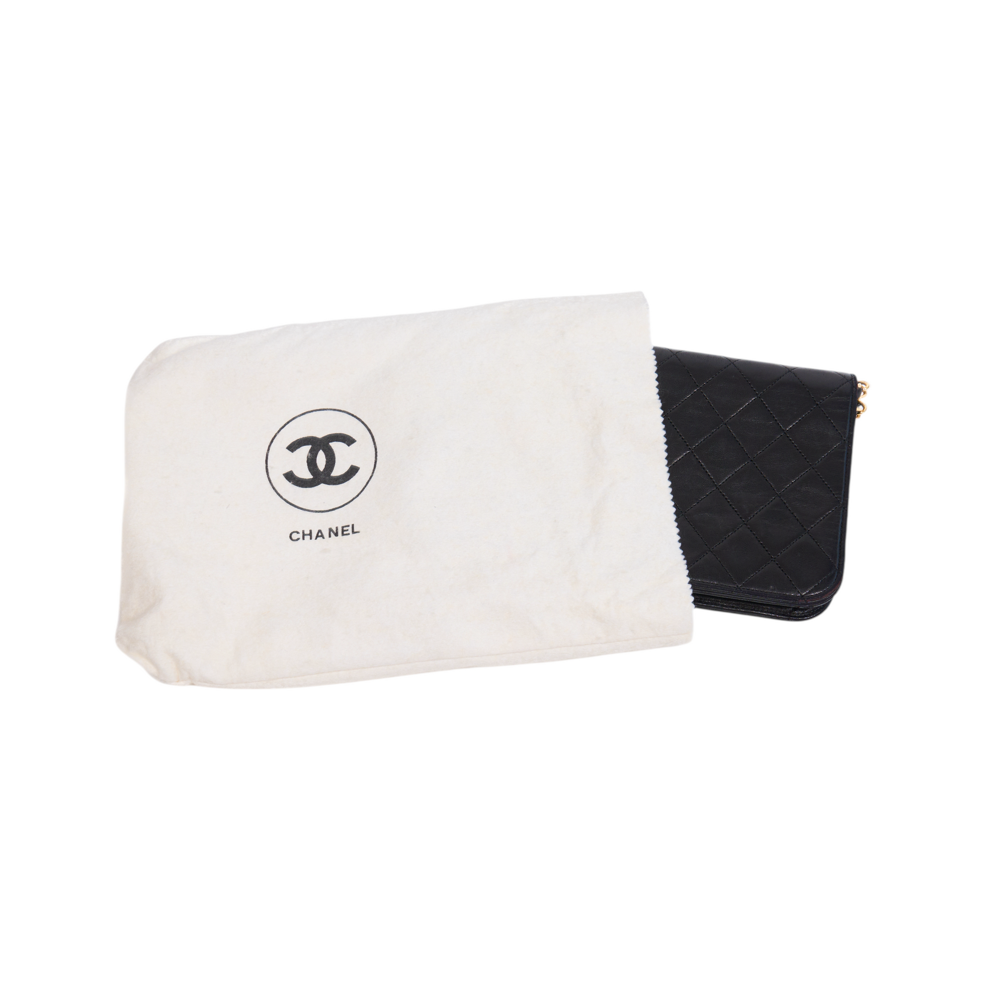 chanel 2000s black leather wallet on chain bag