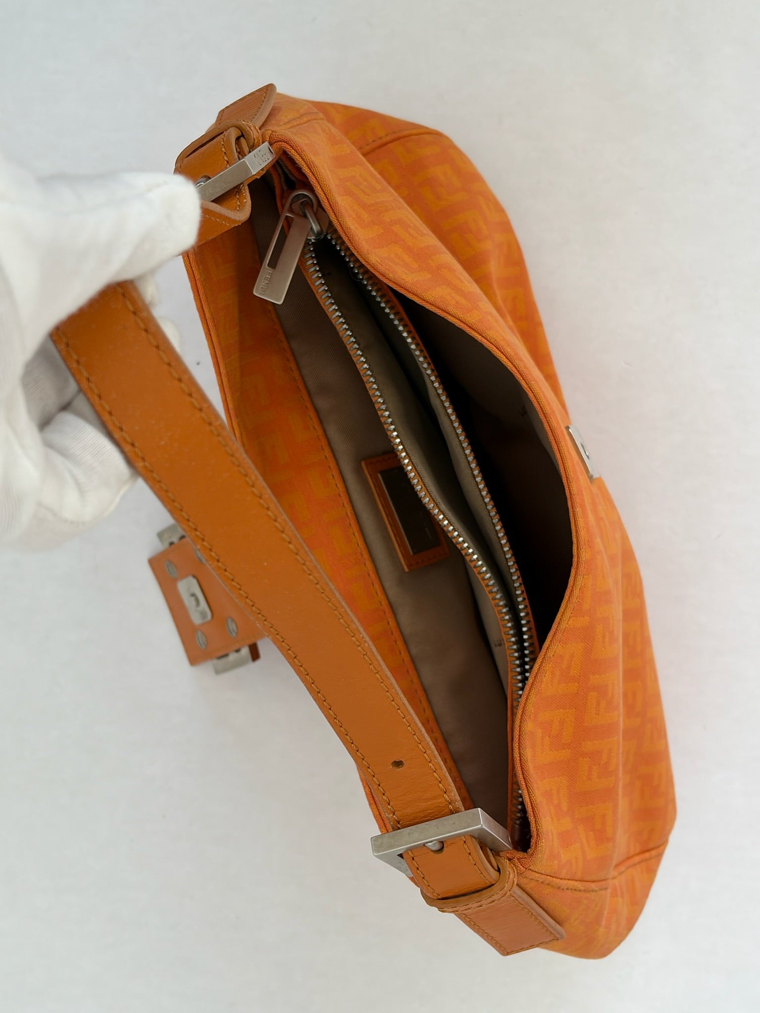 fendi 2000s orange mamma baguette bag