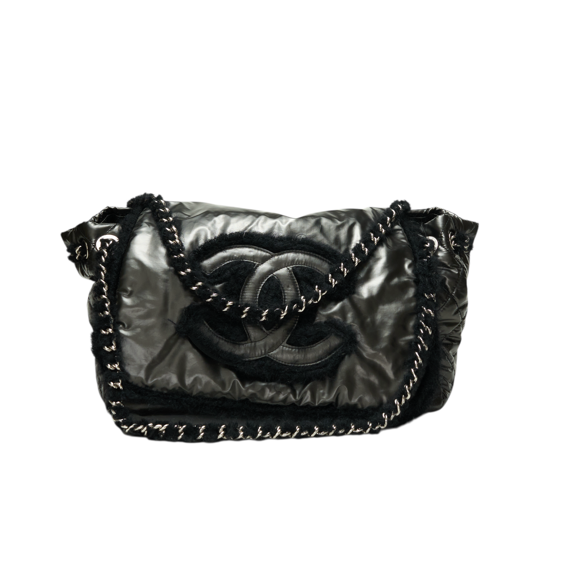 chanel 2010s black patent flap bag