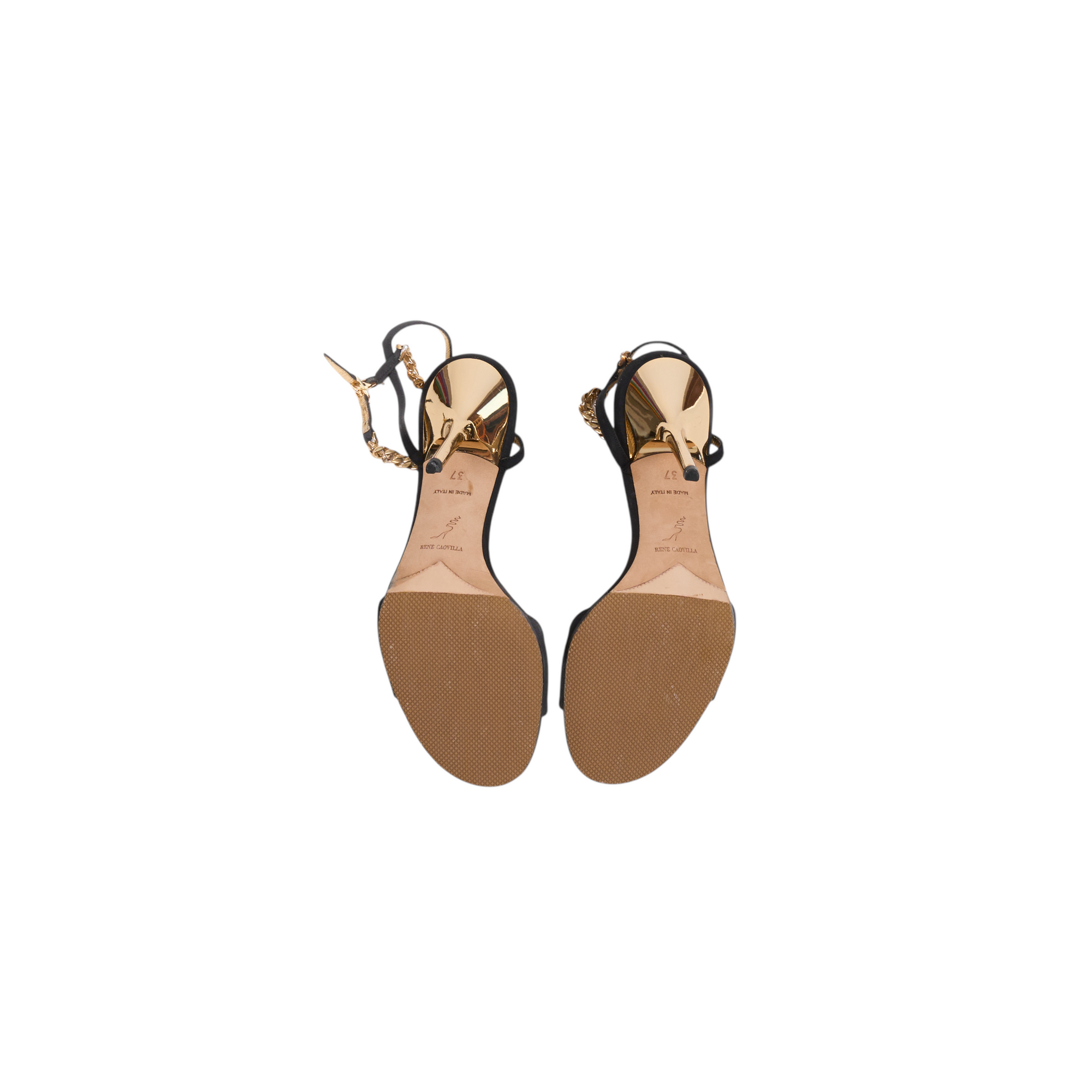 rene caovilla 2000s black and gold heels