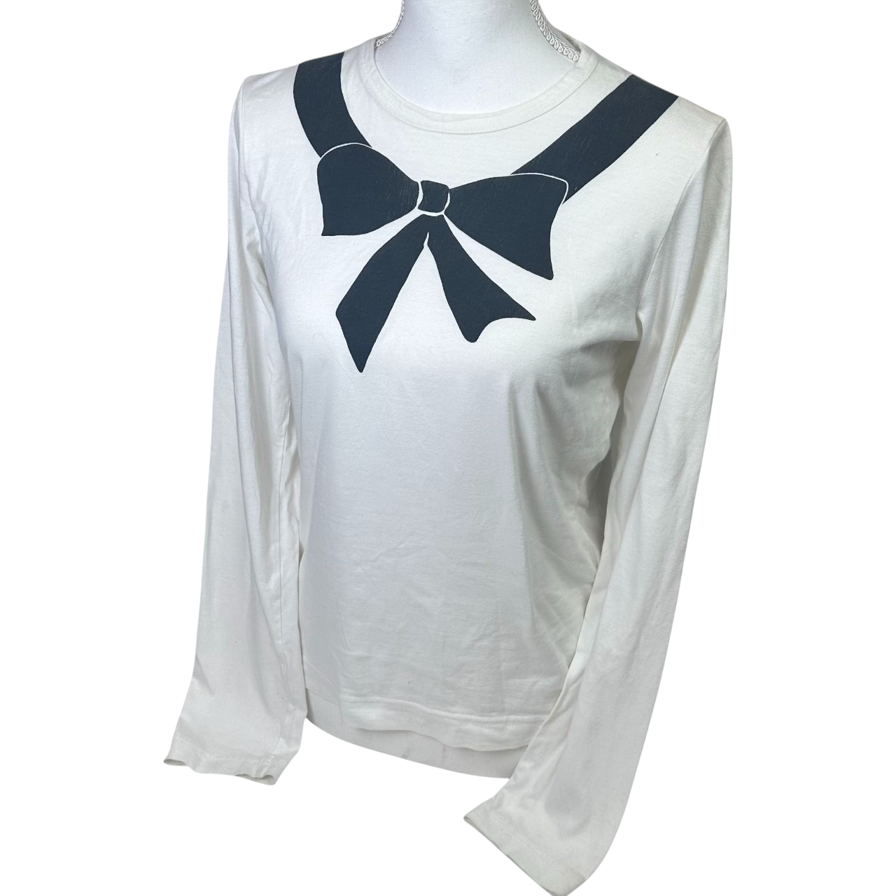 comme des garçons white bow long sleeve top
