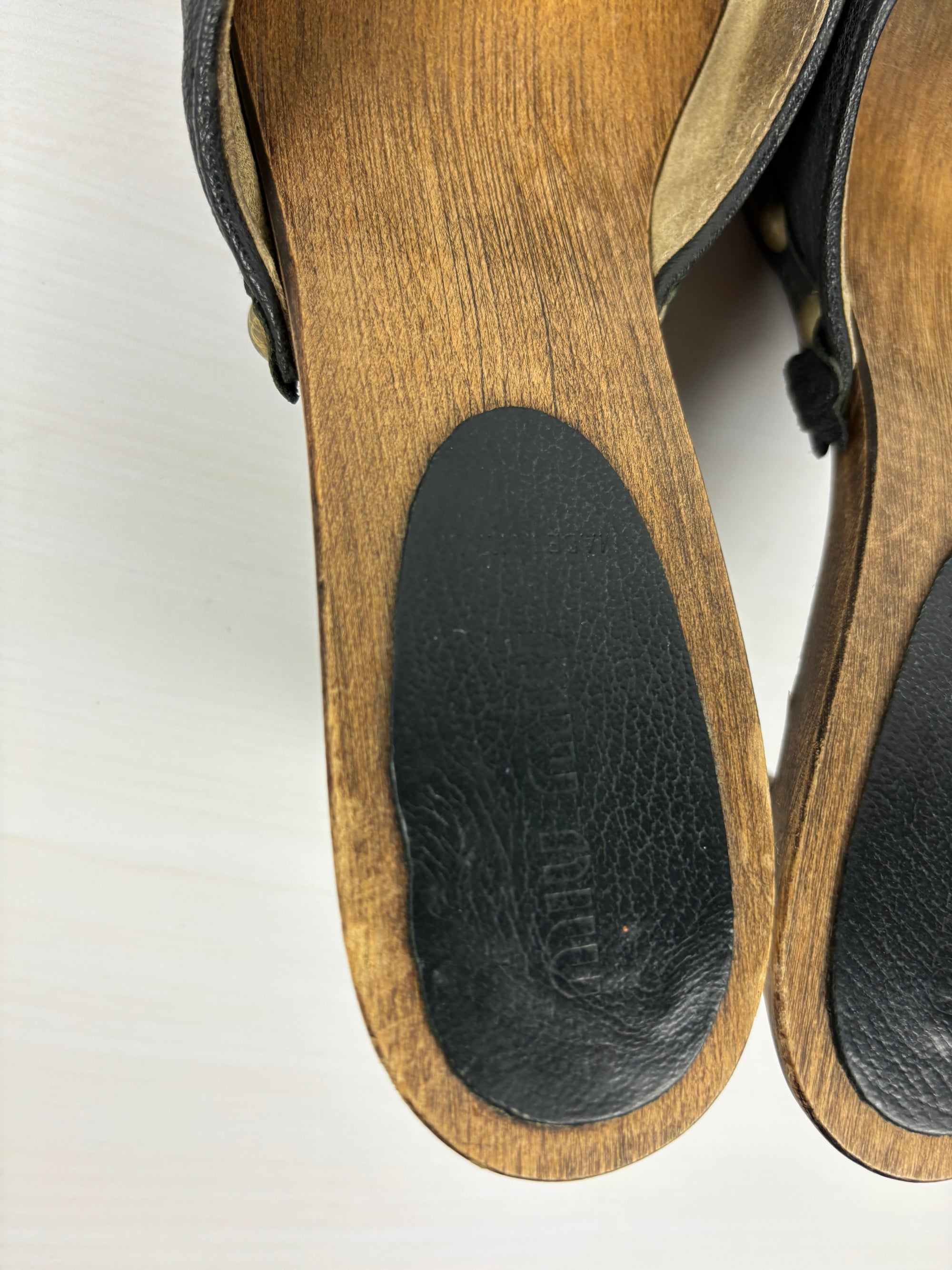 miu miu 2000s wood clog heels