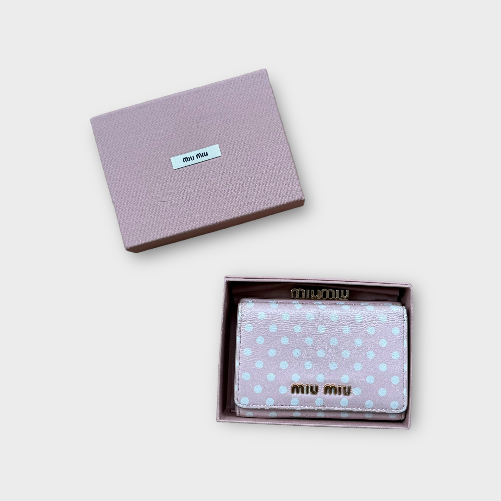 miu miu pink polka dot wallet