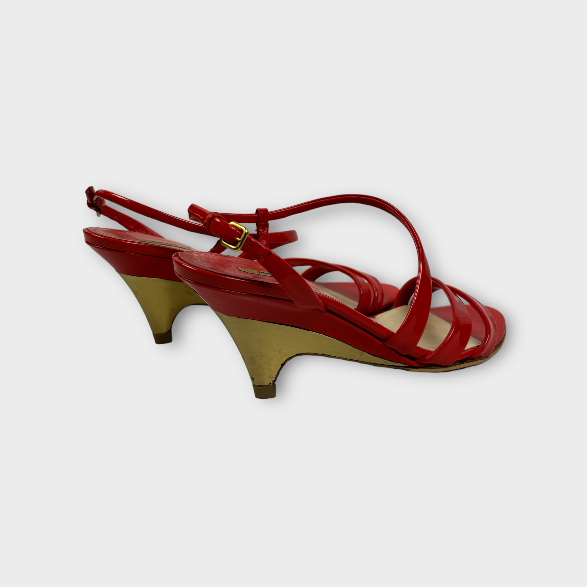 miu miu 2000s red strappy heels