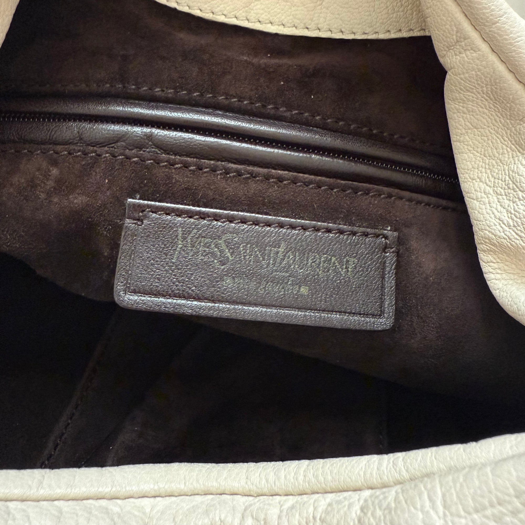 yves saint laurent cream shoulder bag