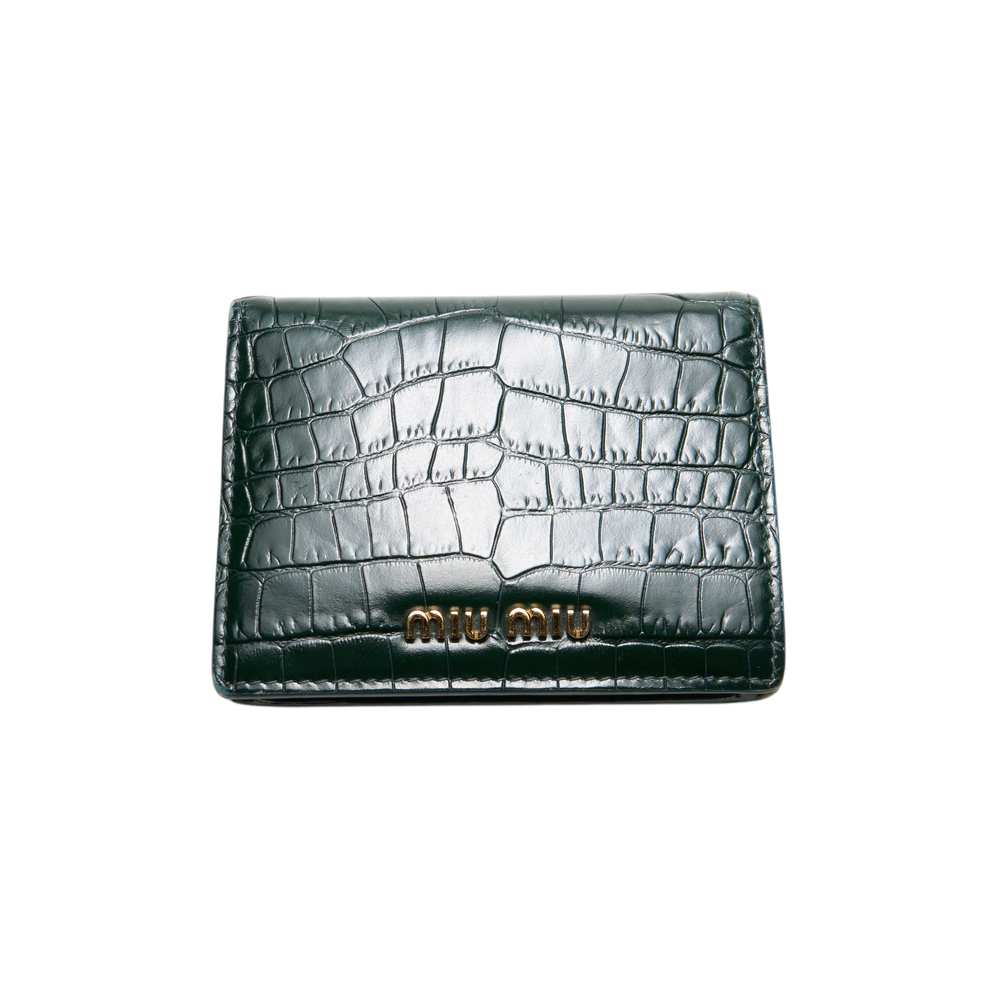miu miu green crocodile wallet
