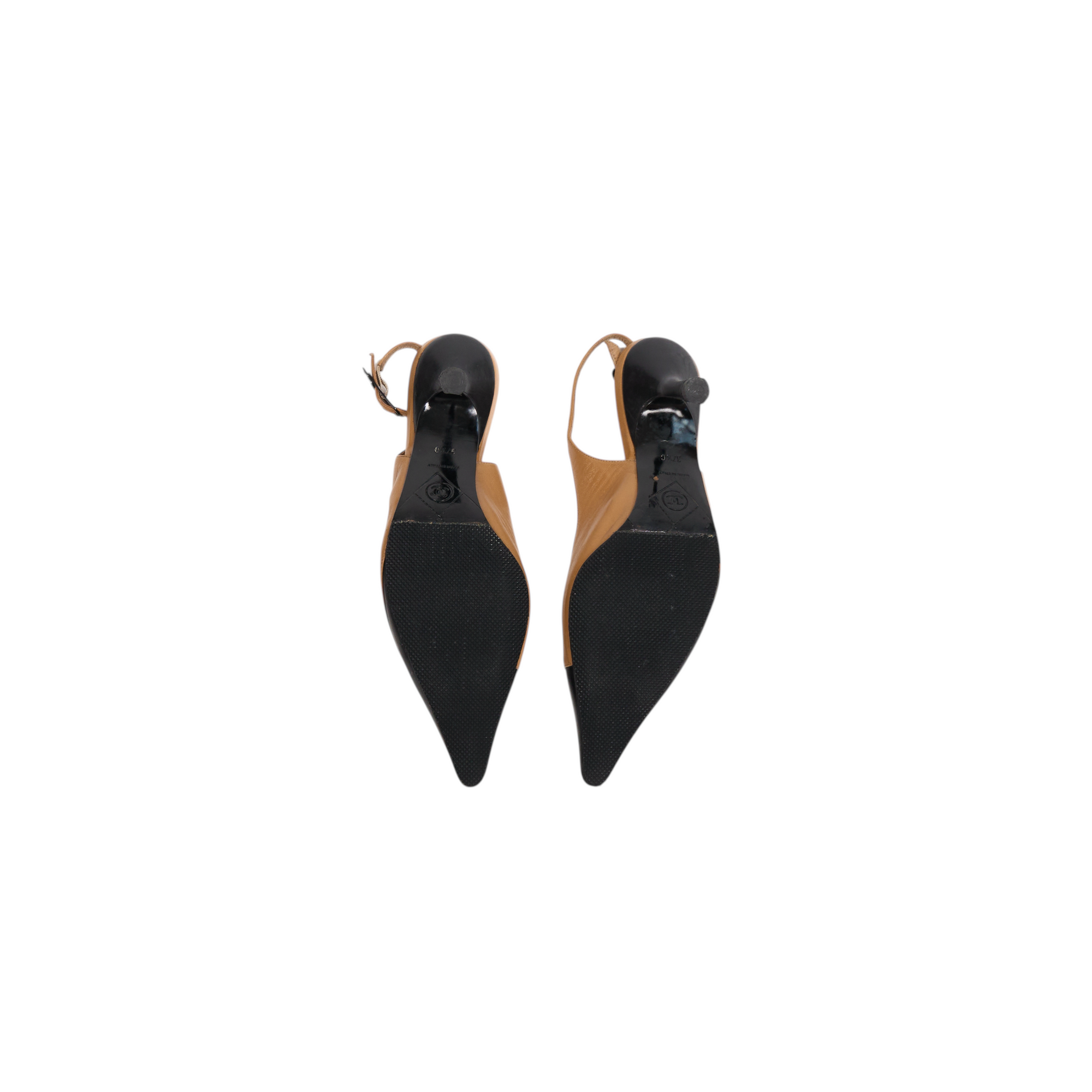 chanel 2000s tan pointed toe heels