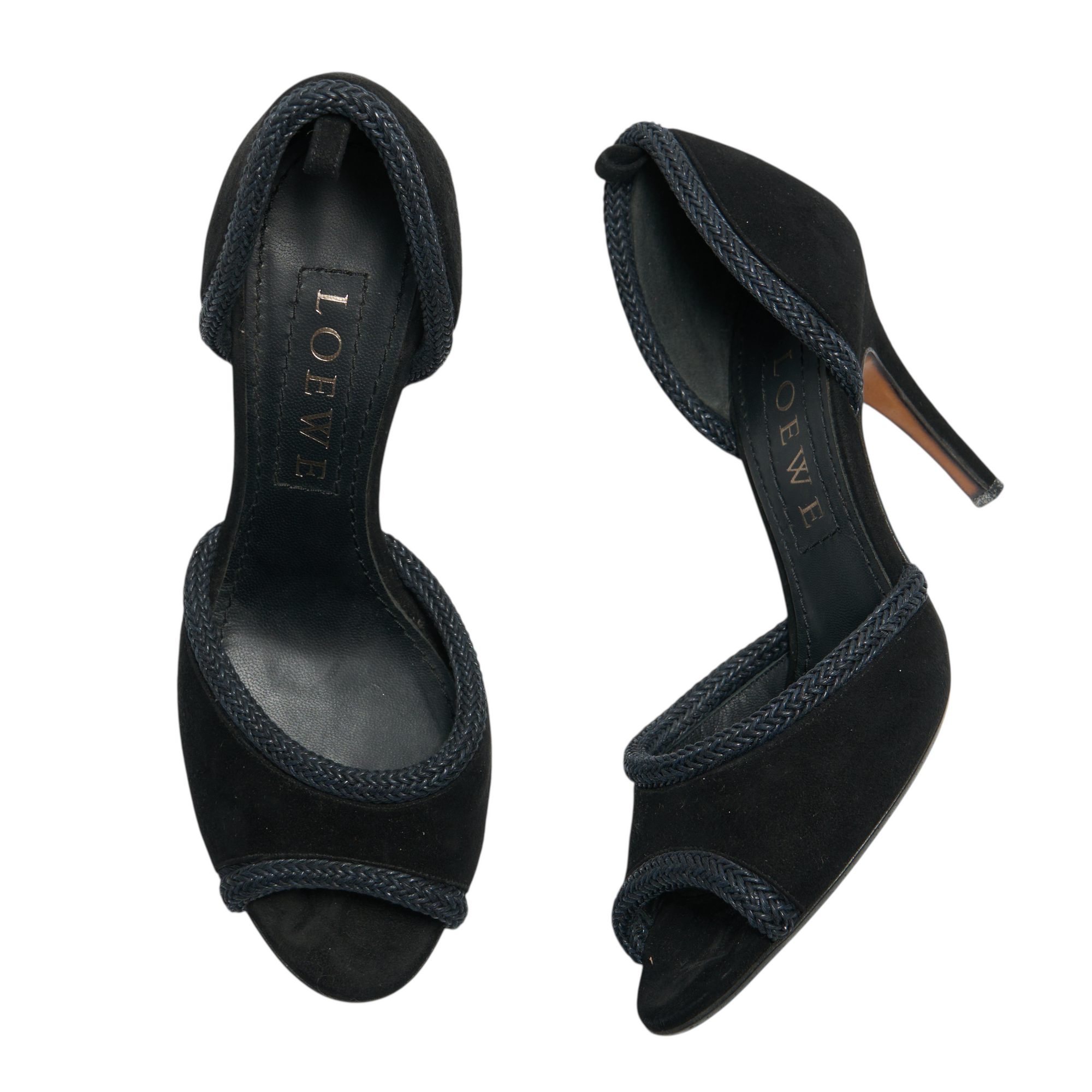 loewe 2000s black open toe heels