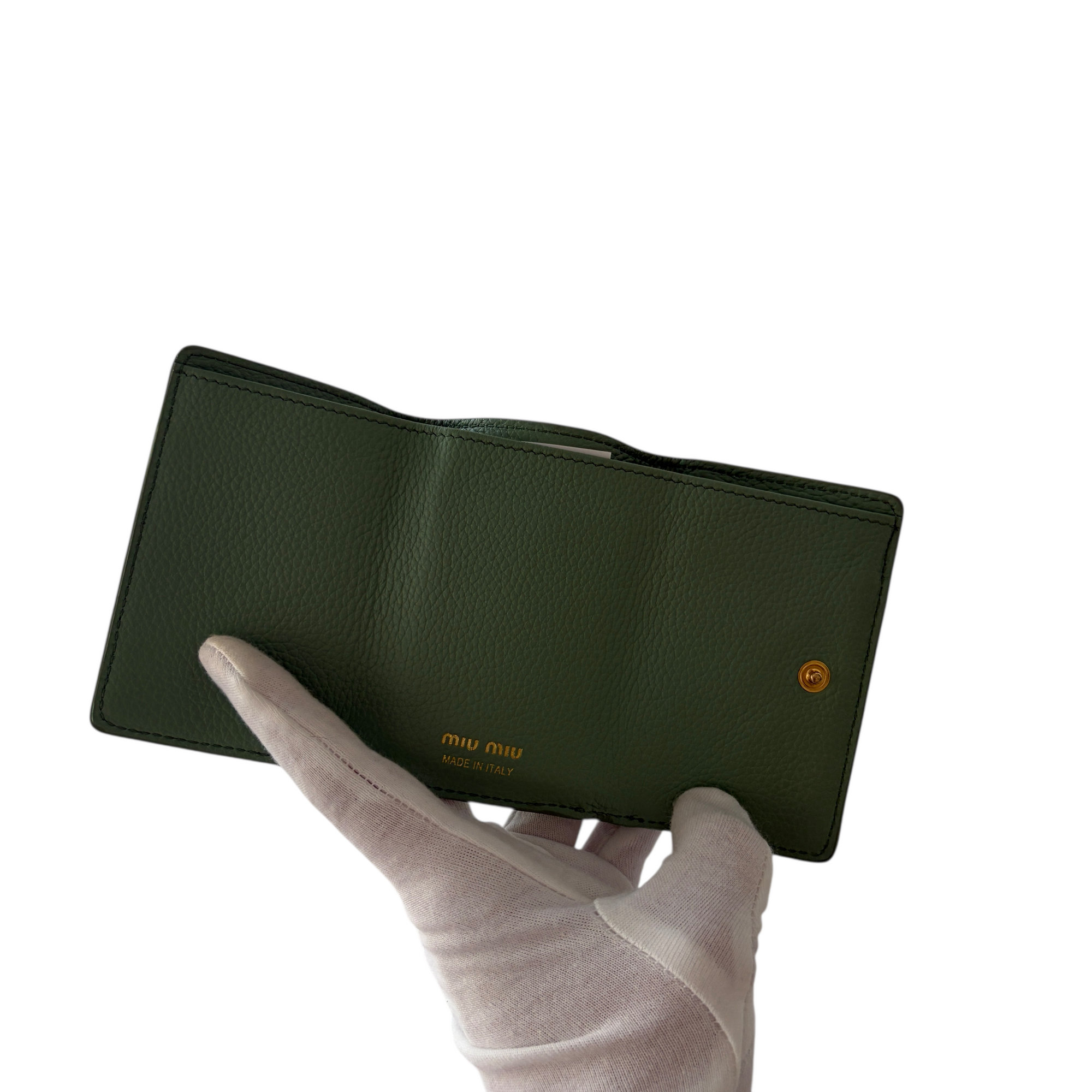 miu miu light green mini wallet