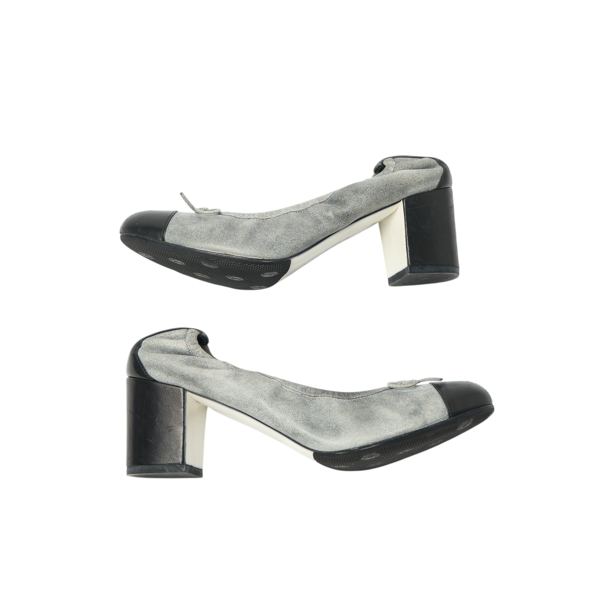 chanel 2000s gray ballet heels
