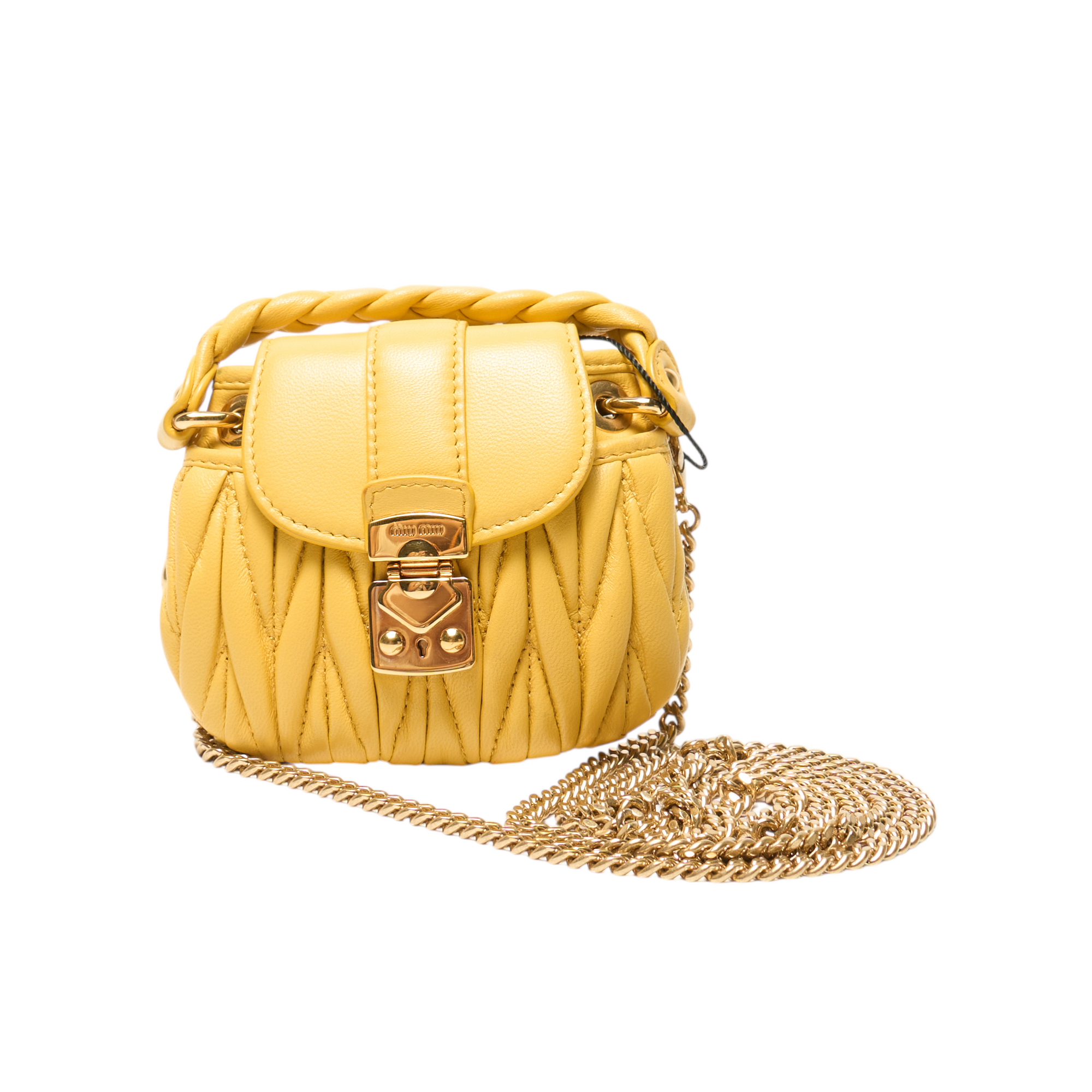 miu miu mini yellow bag