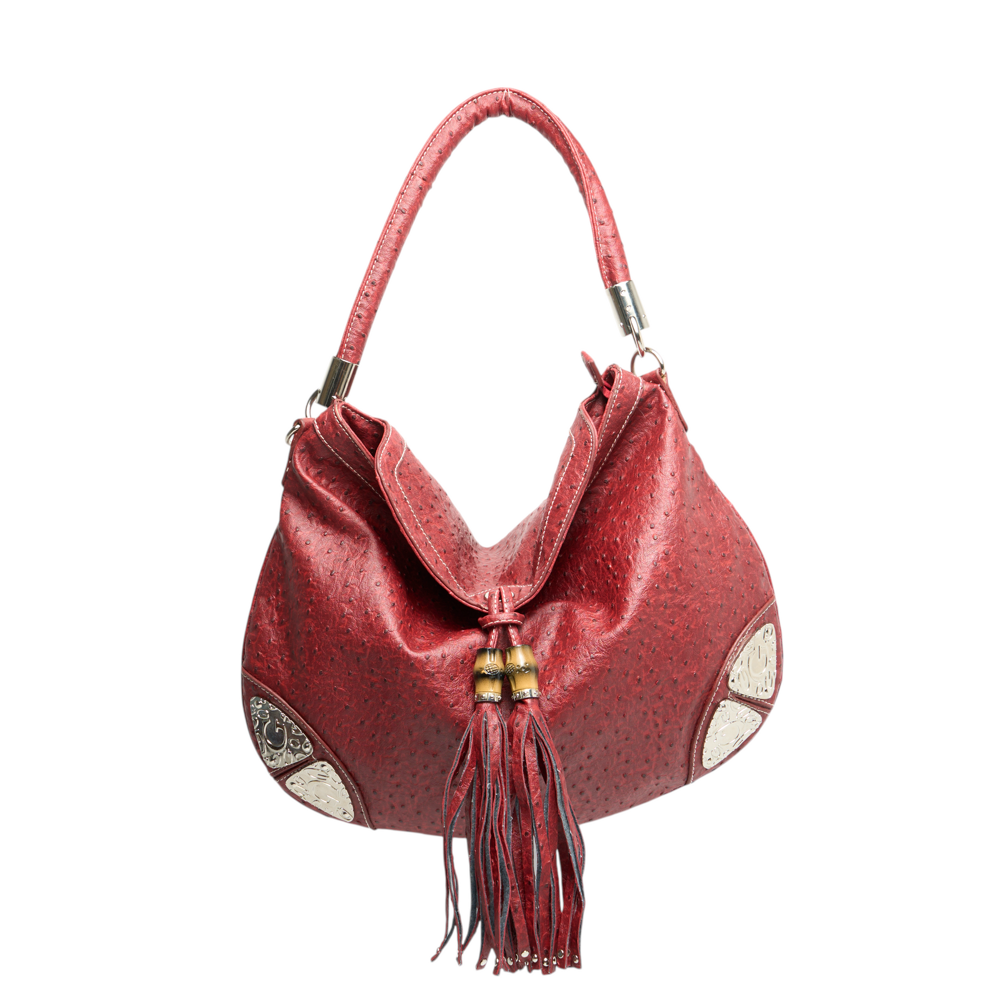 gucci 2000s red ostrich indy bag