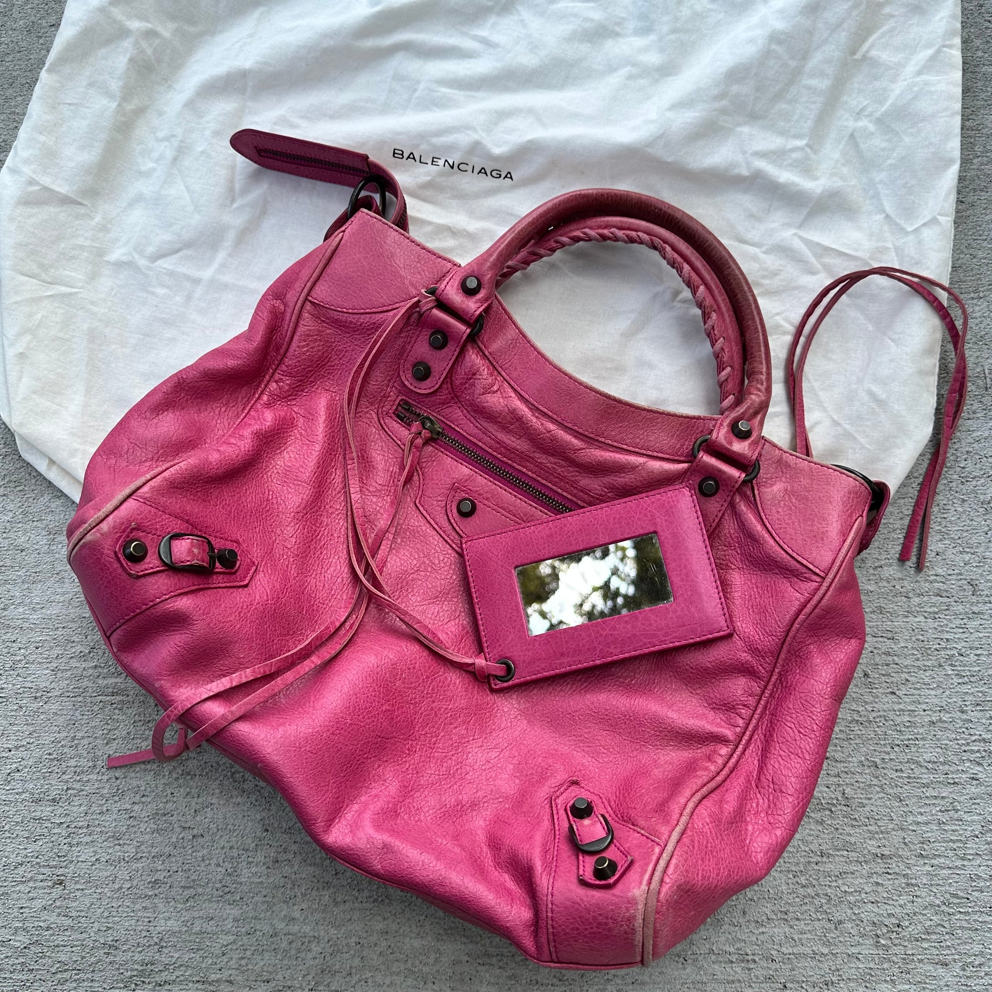 balenciaga 2000s hot pink city bag