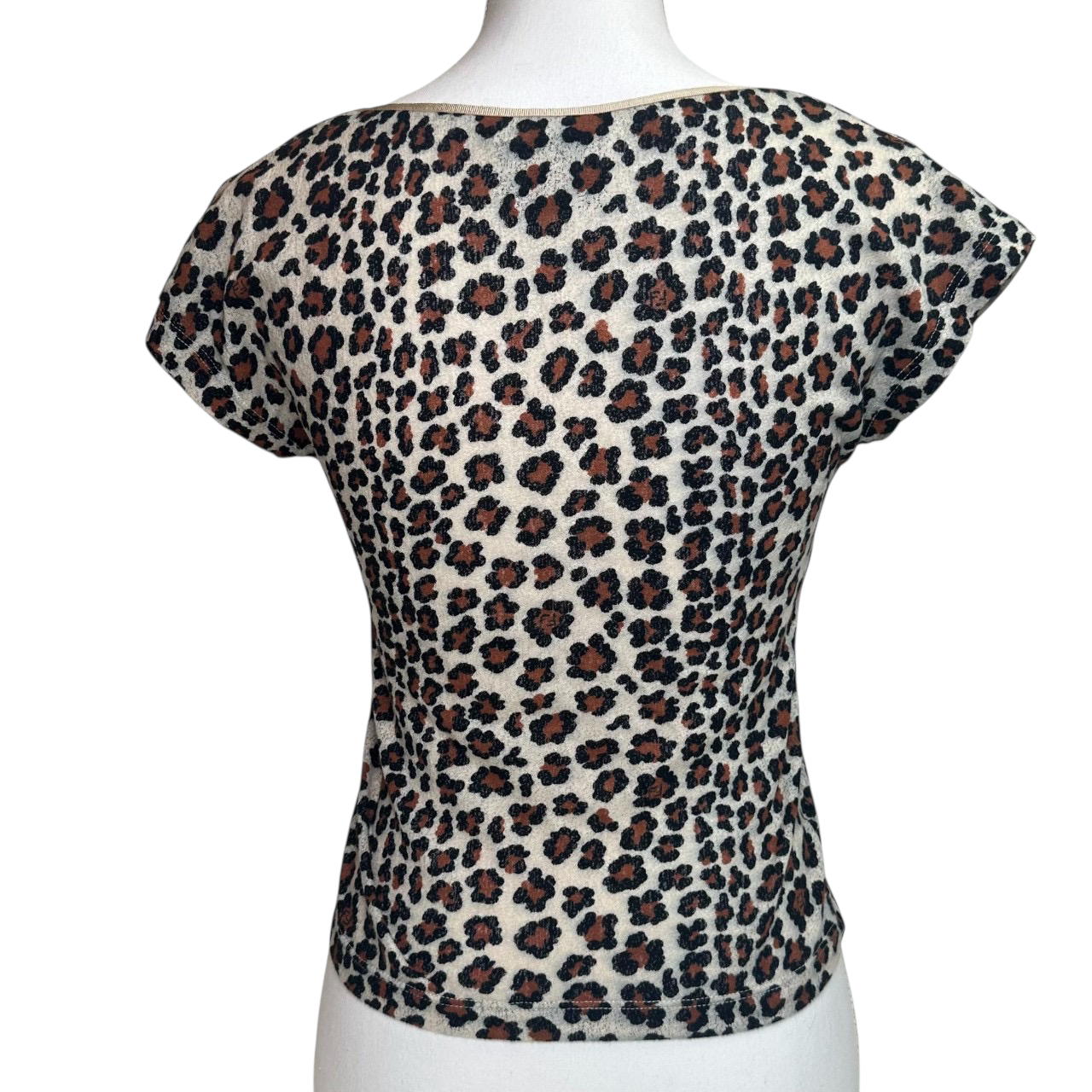 fendi 2000s leopard v-neck top
