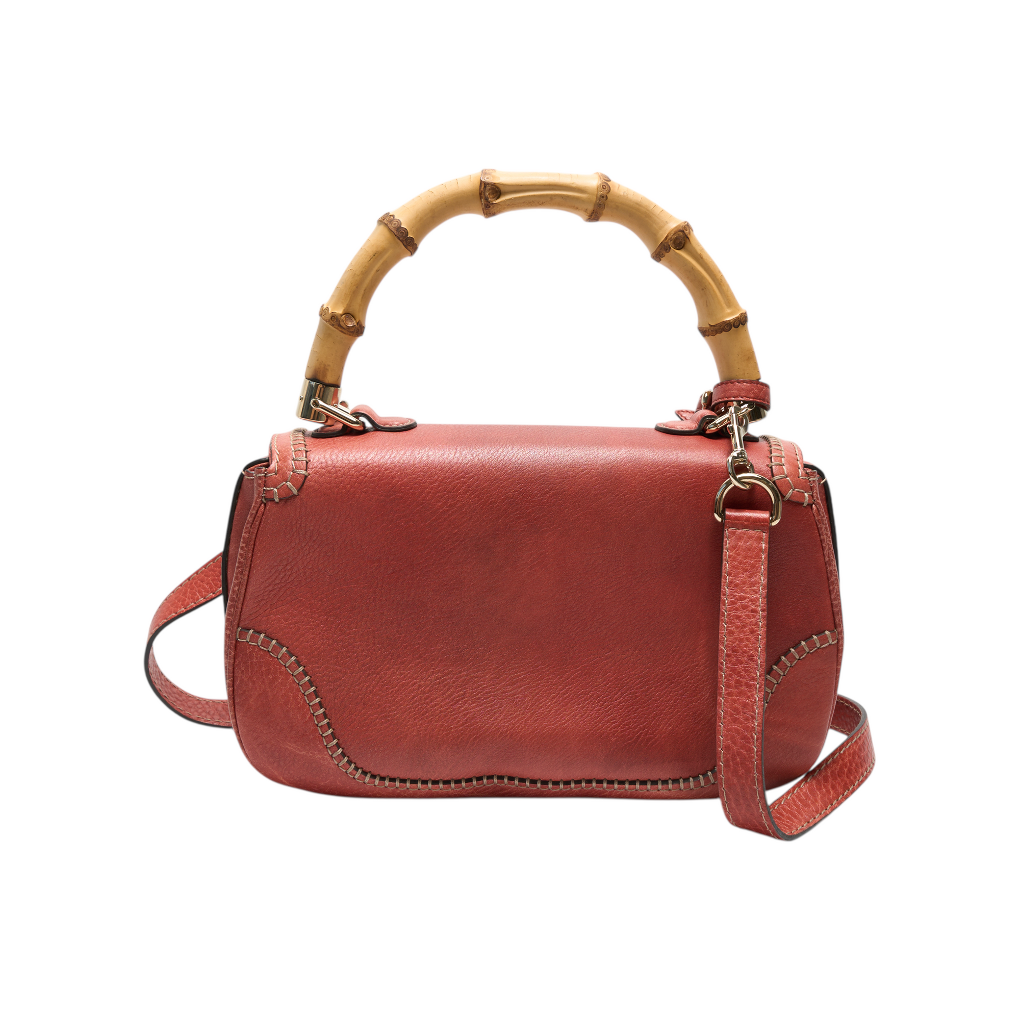 gucci 2000s orange bamboo handle bag