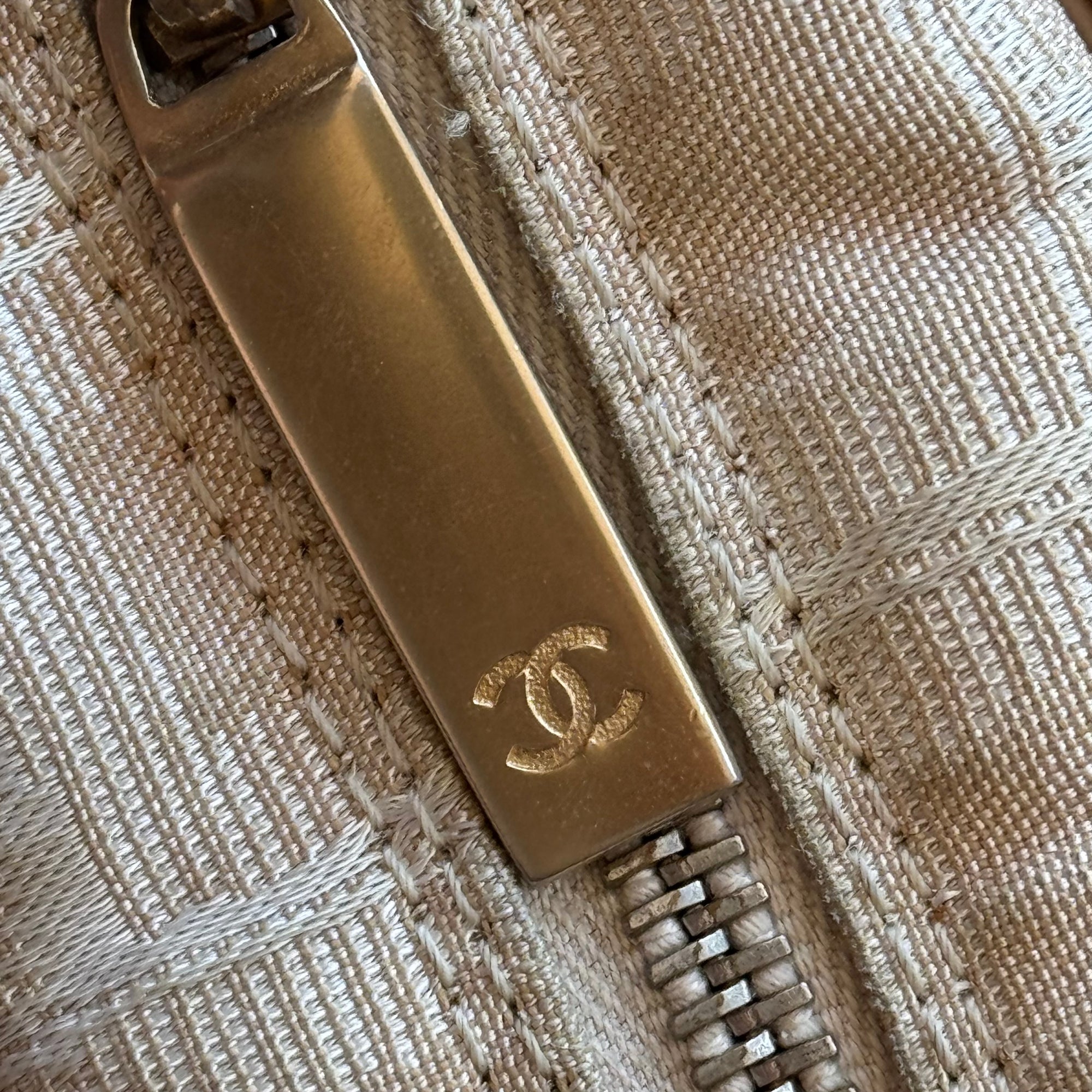 chanel 2000s tan shoulder bag