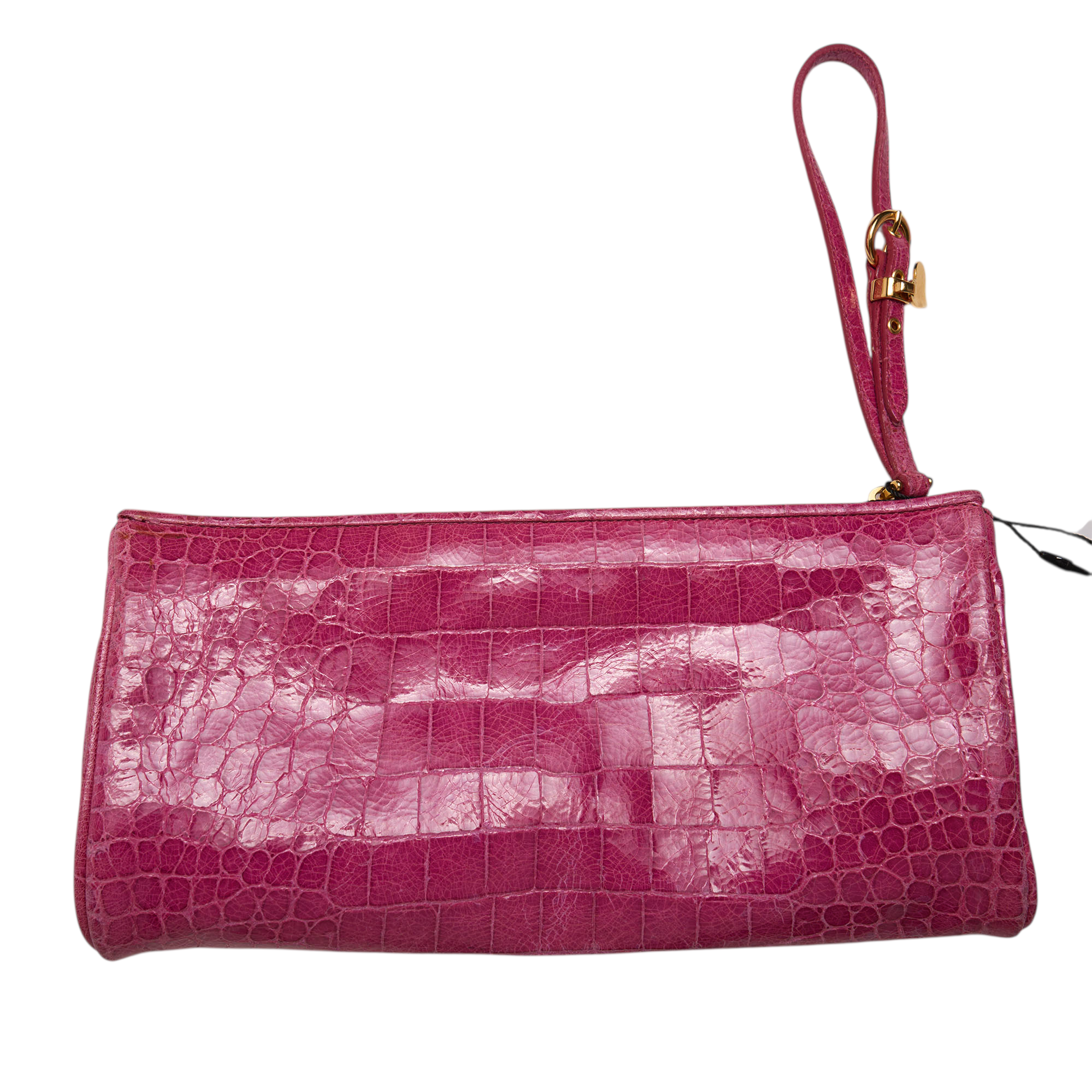 miu miu 2000s hot pink crocodile clutch bag