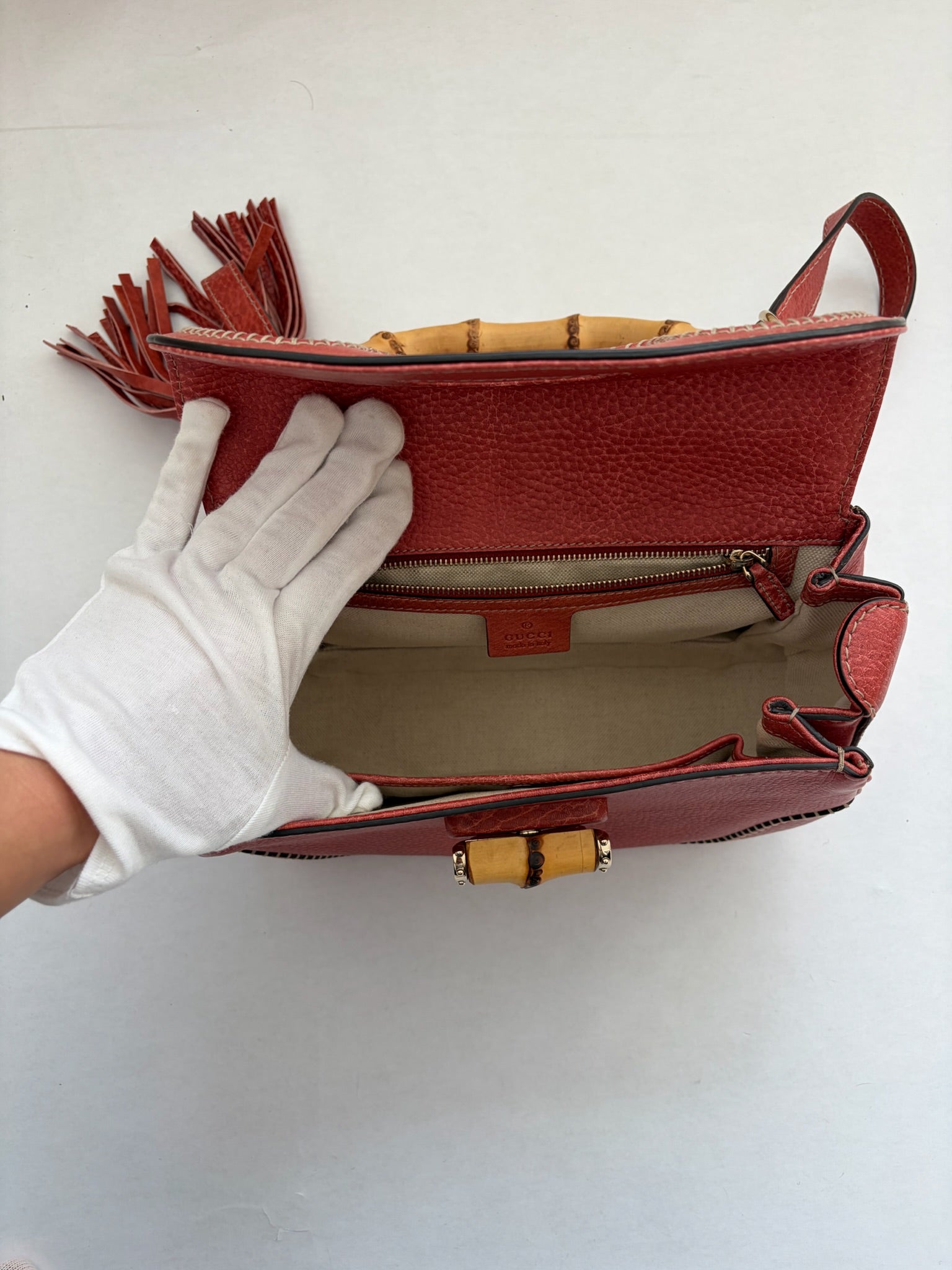 gucci 2000s orange bamboo handle bag
