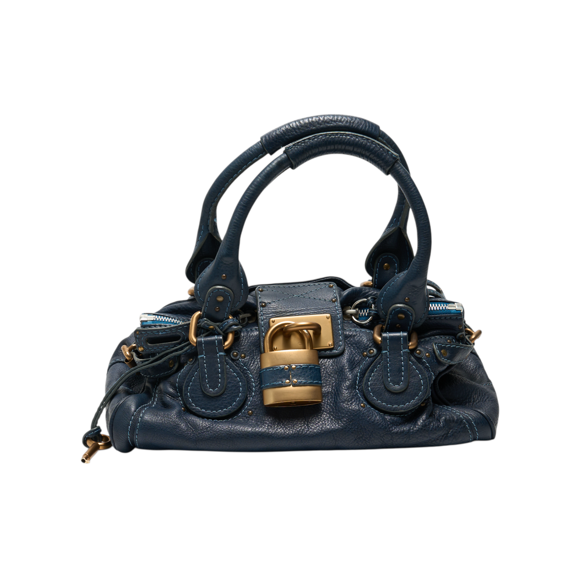 chloé 2000s navy blue paddington bag