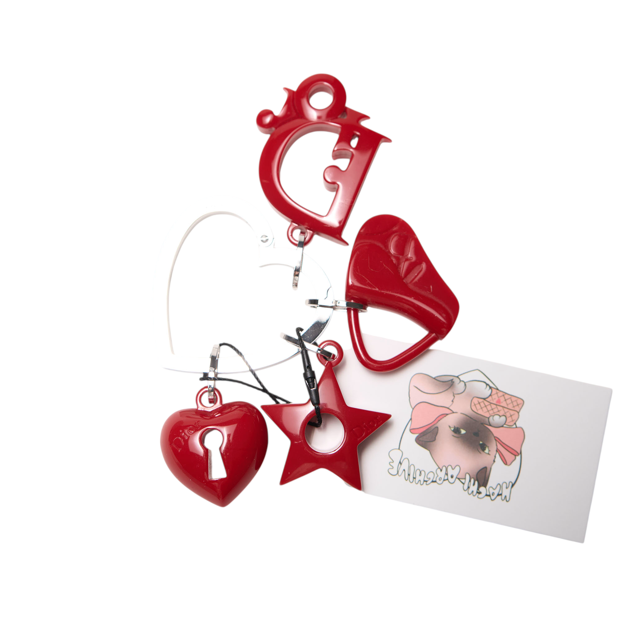 christian dior 2000s red heart keychain