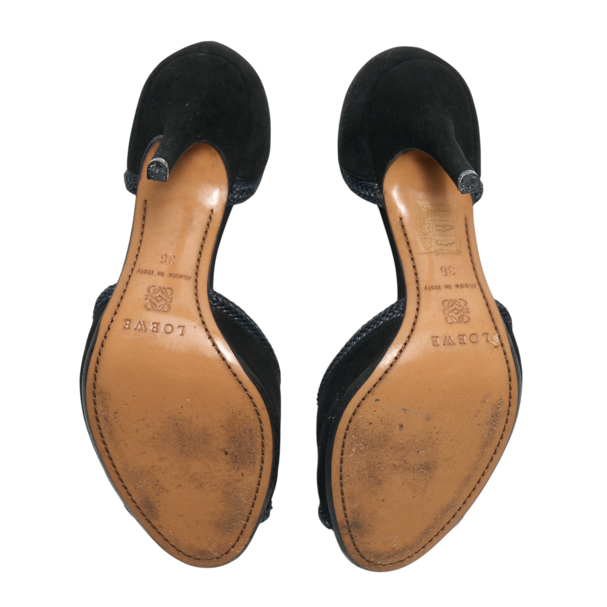 loewe 2000s black open toe heels