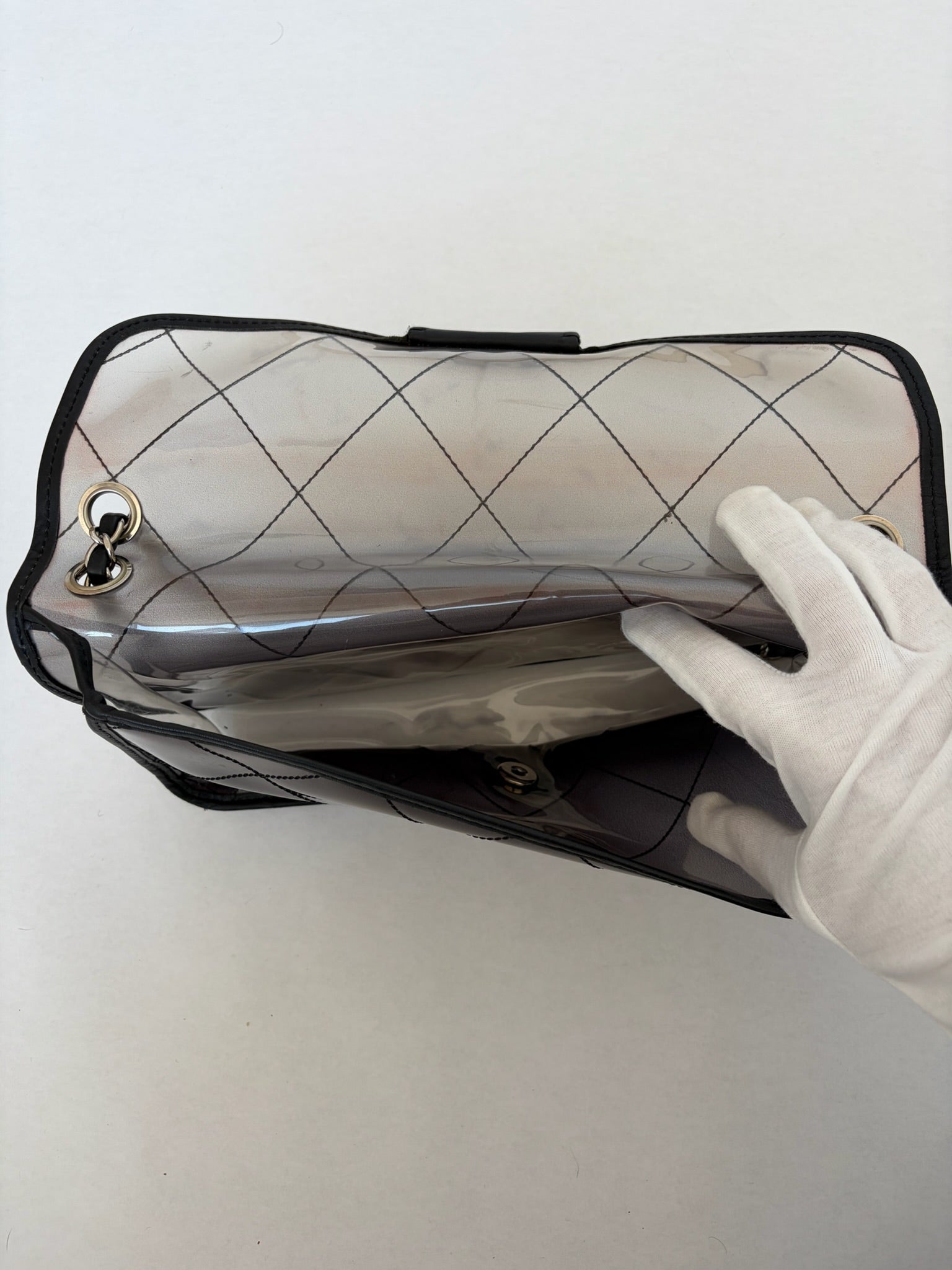 chanel 2000s black pvc bag