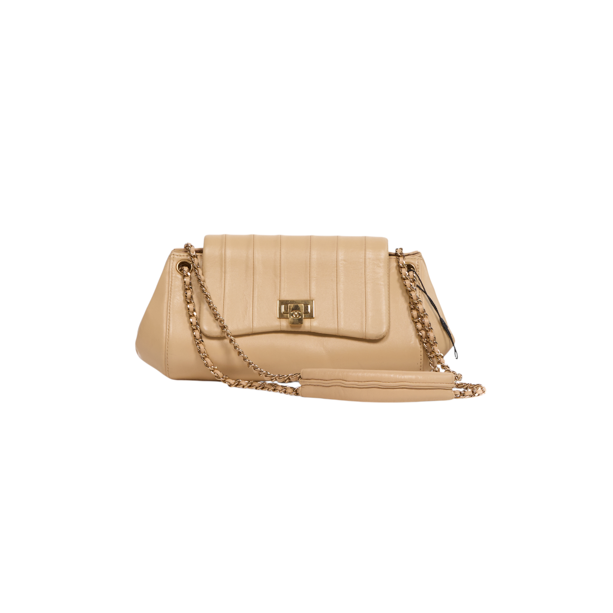 chanel 2000s butter yellow shoulder bag