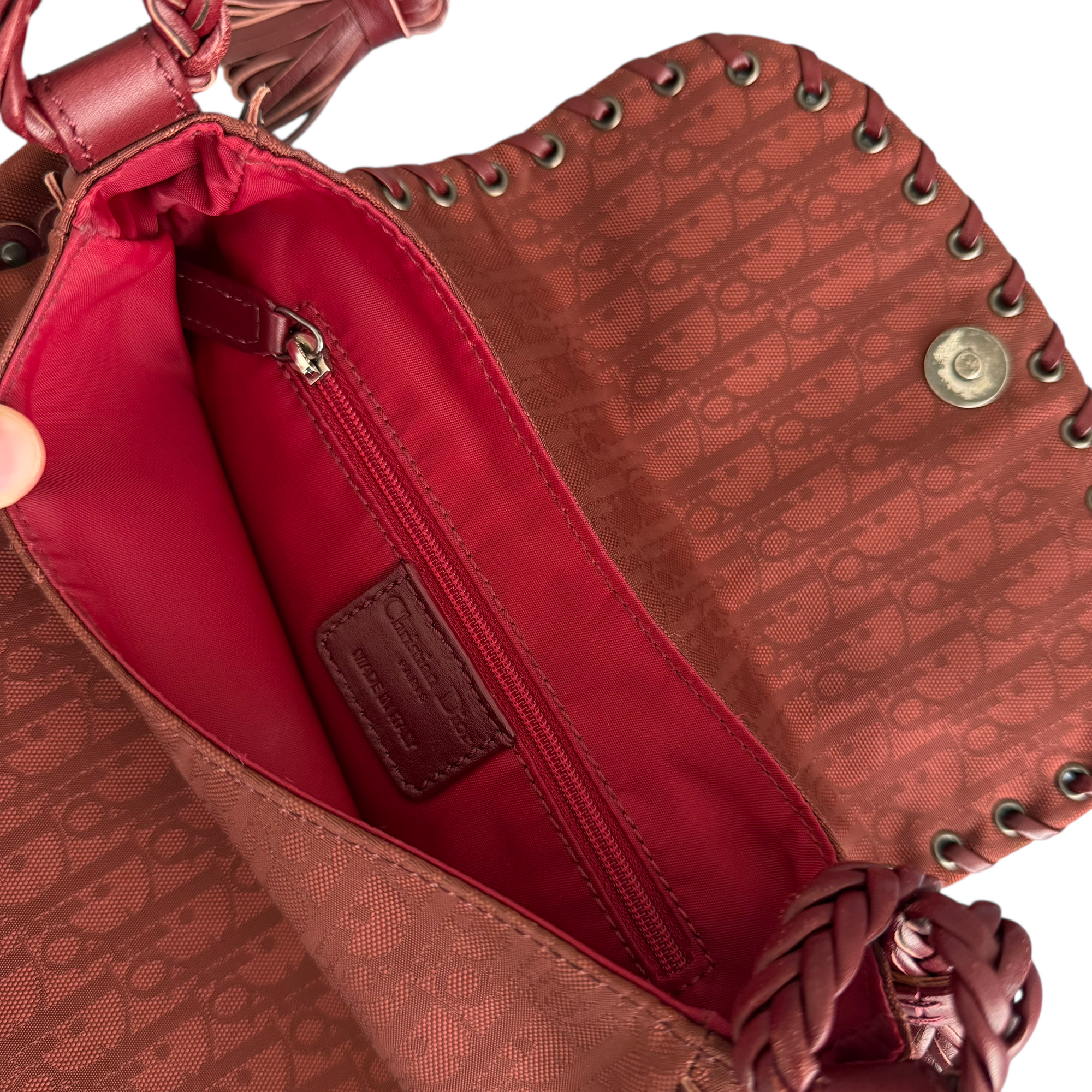 christian dior 2000s burgundy red trotter bag