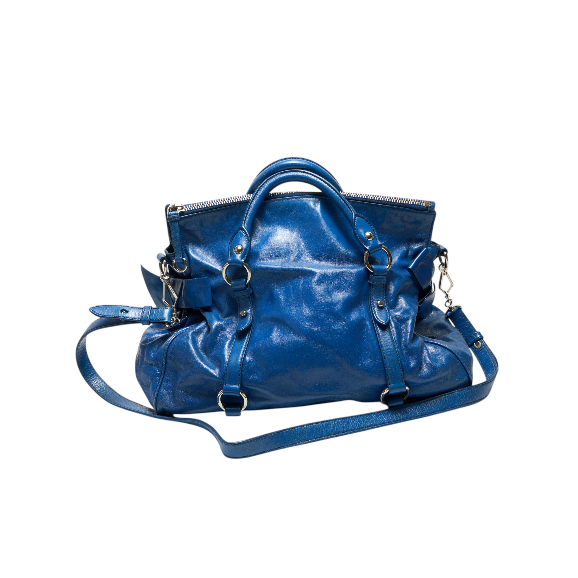 miu miu 2000s blue vitello bag