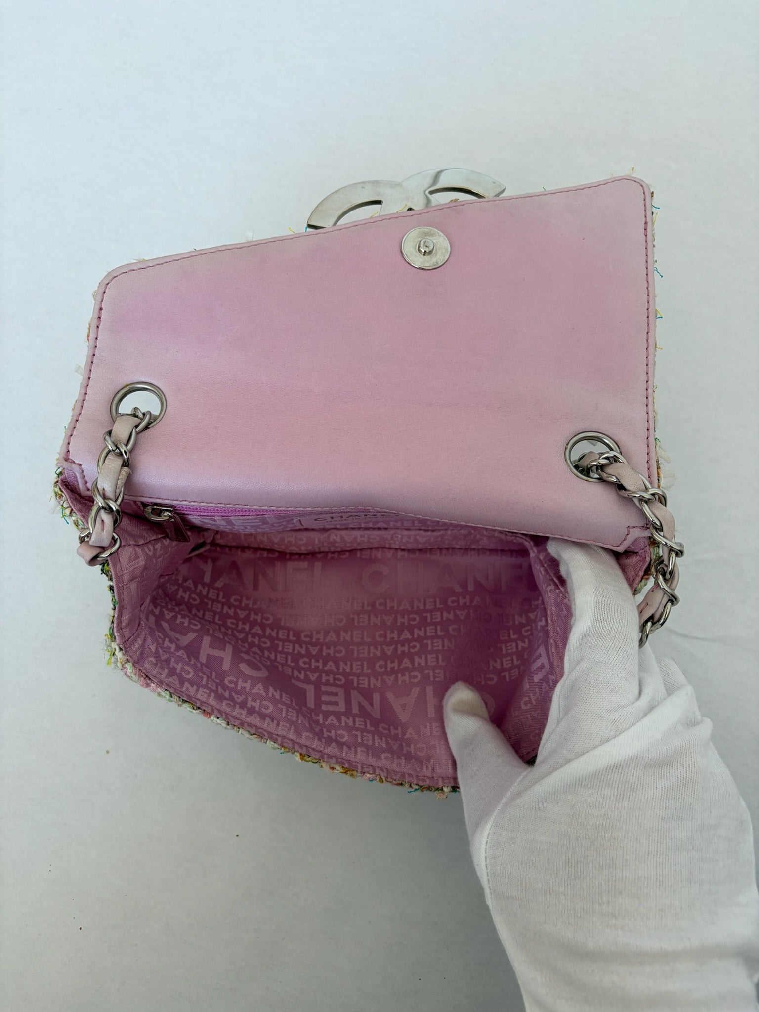 chanel 2000s pastel tweed bag