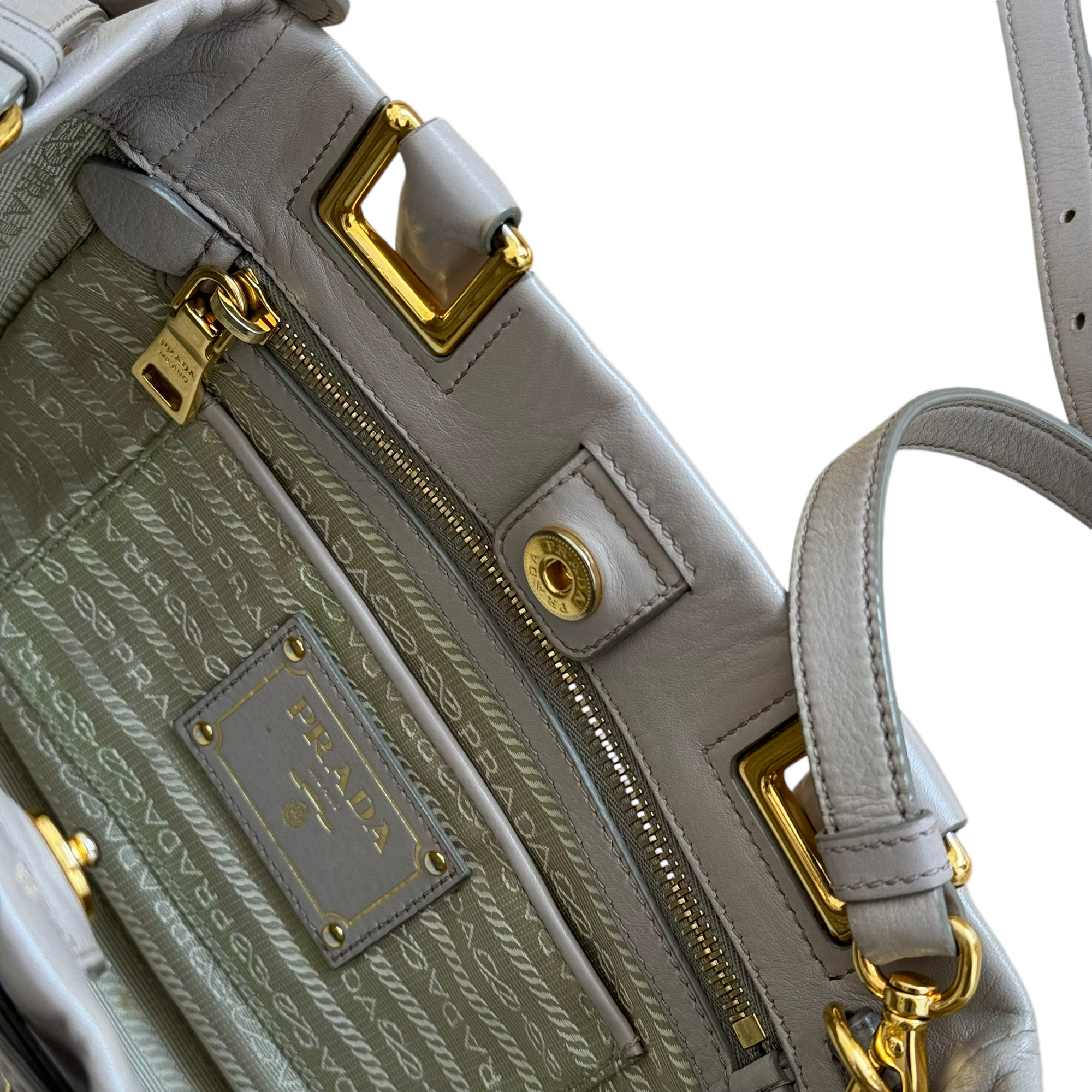 prada gray shoulder bag