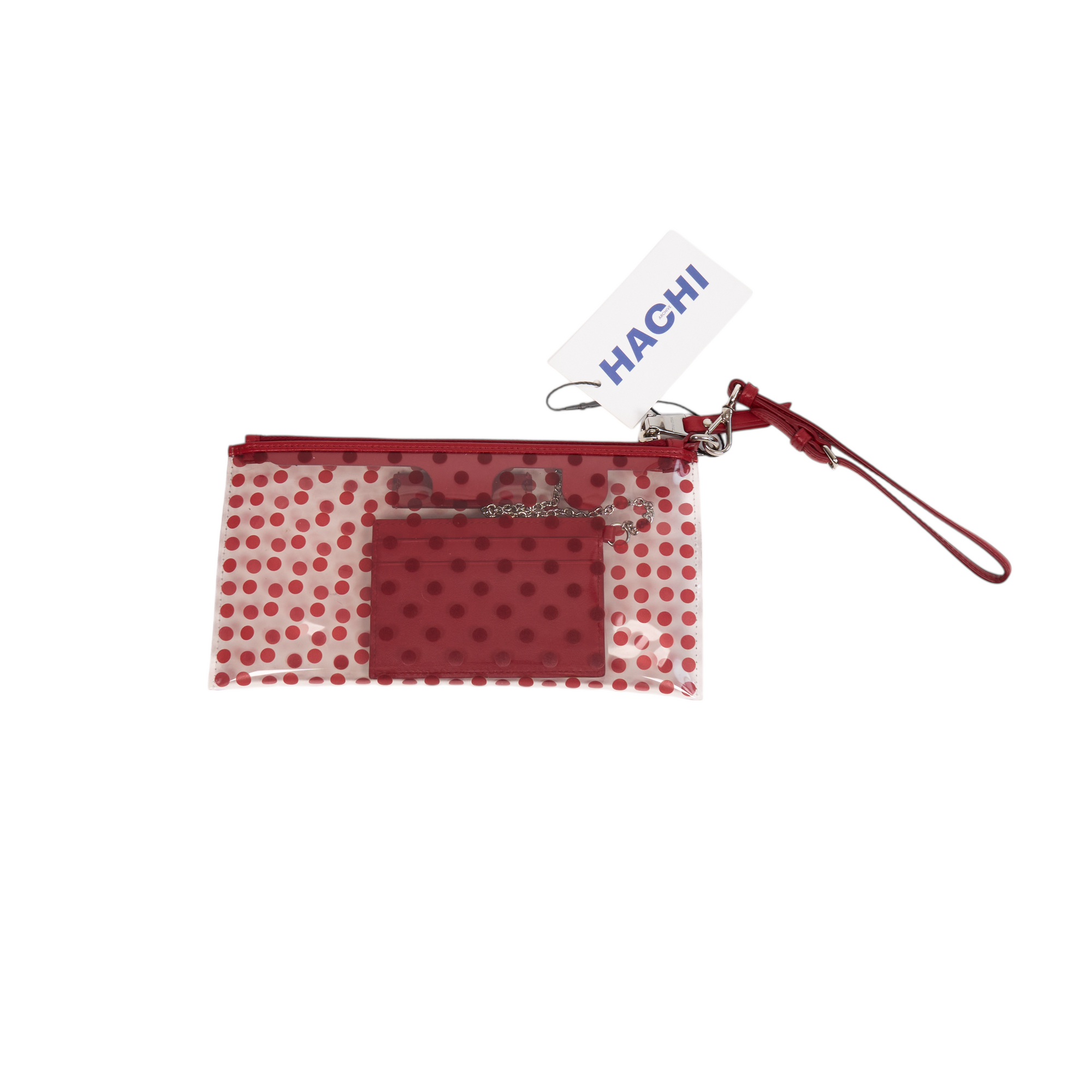 miu miu red polka dot wallet wristlet