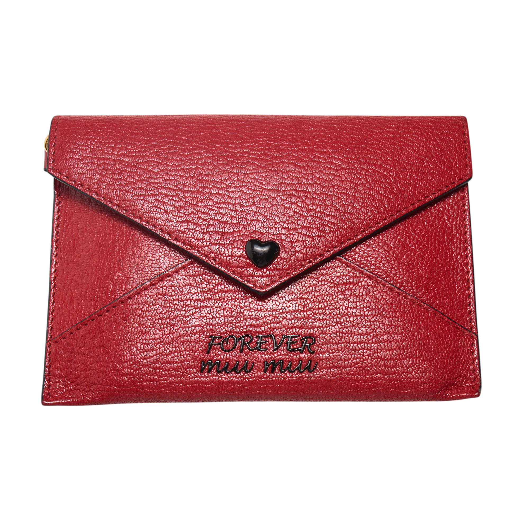 miu miu red heart wallet with chain