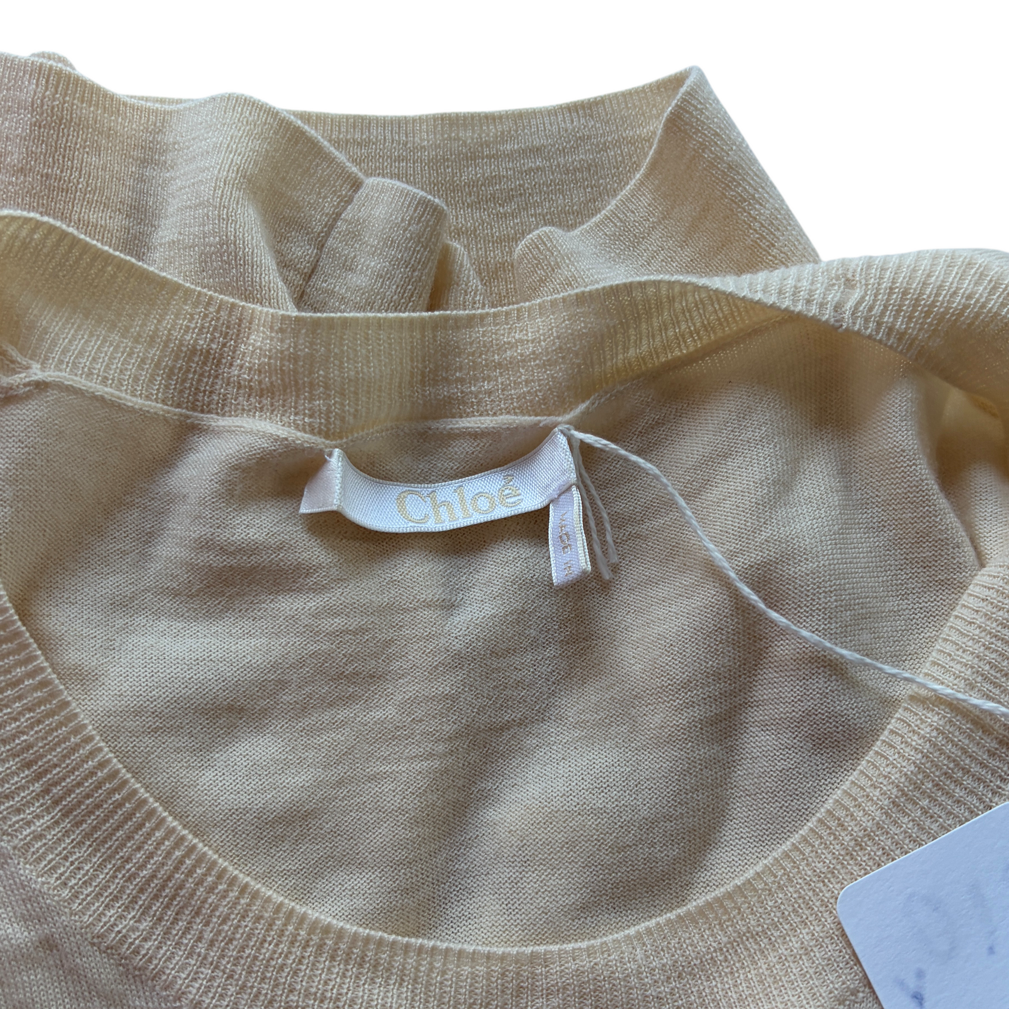 chloé cream lace quarter sleeve top