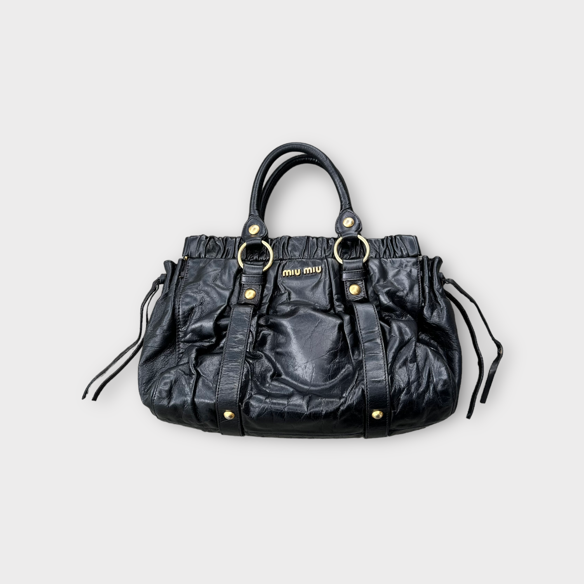 miu miu black vitello shoulder bag