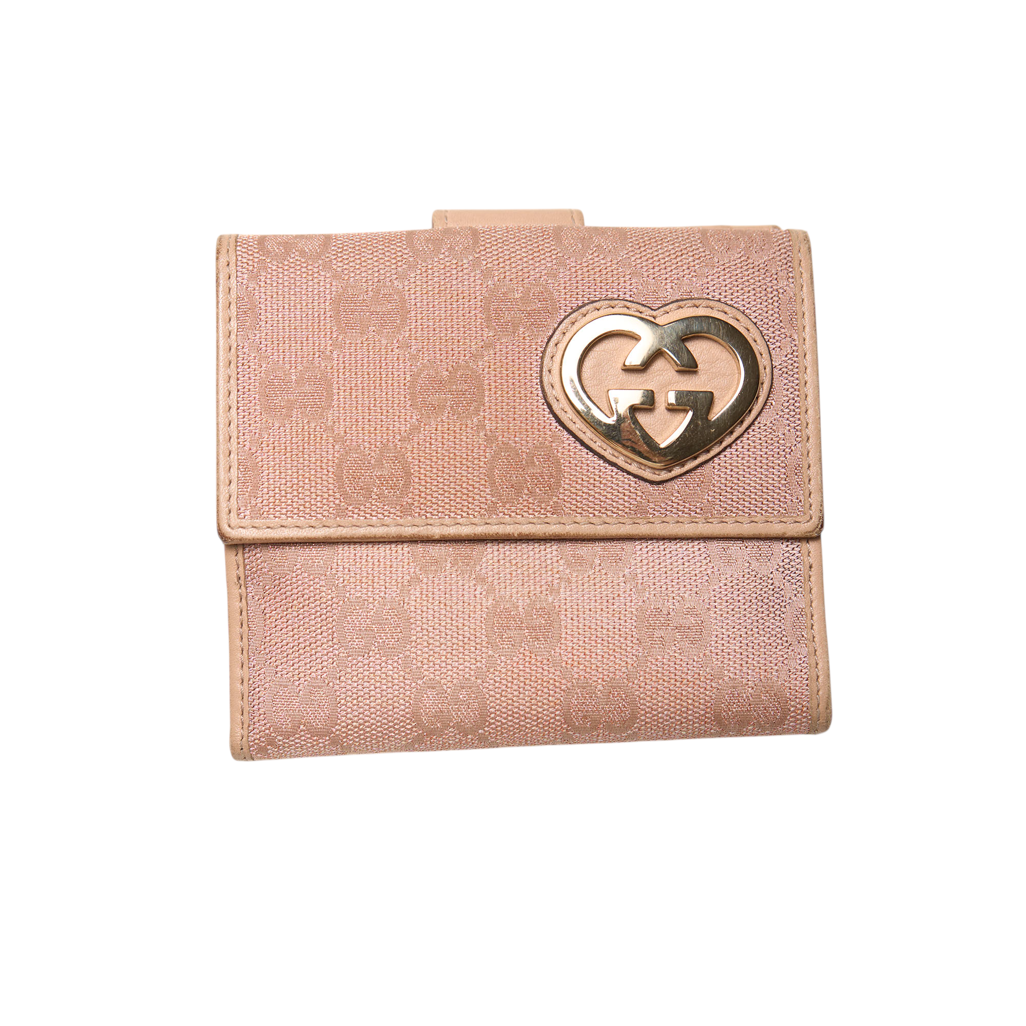 gucci 2000s tan heart wallet