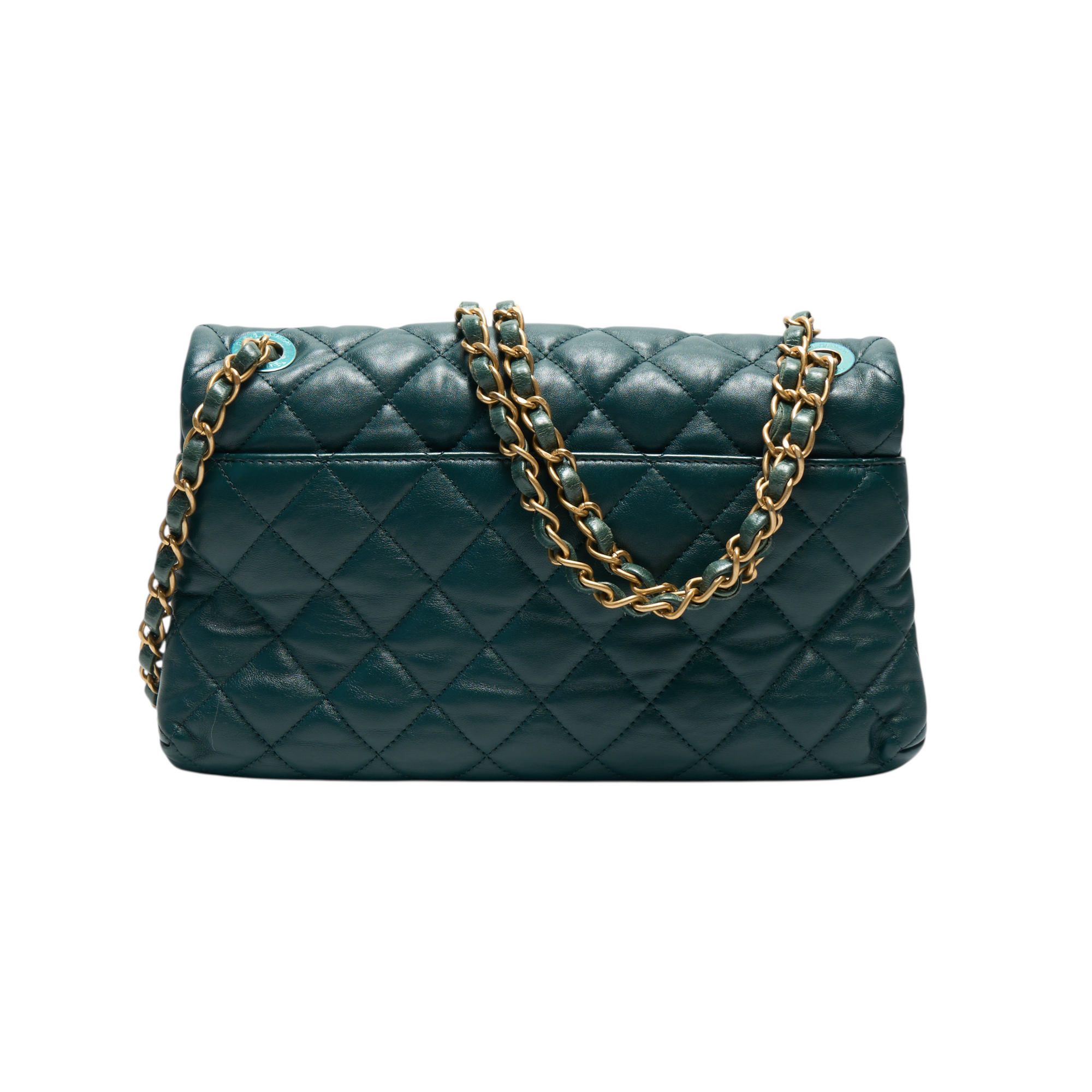 chanel 2000s forest green flap bag