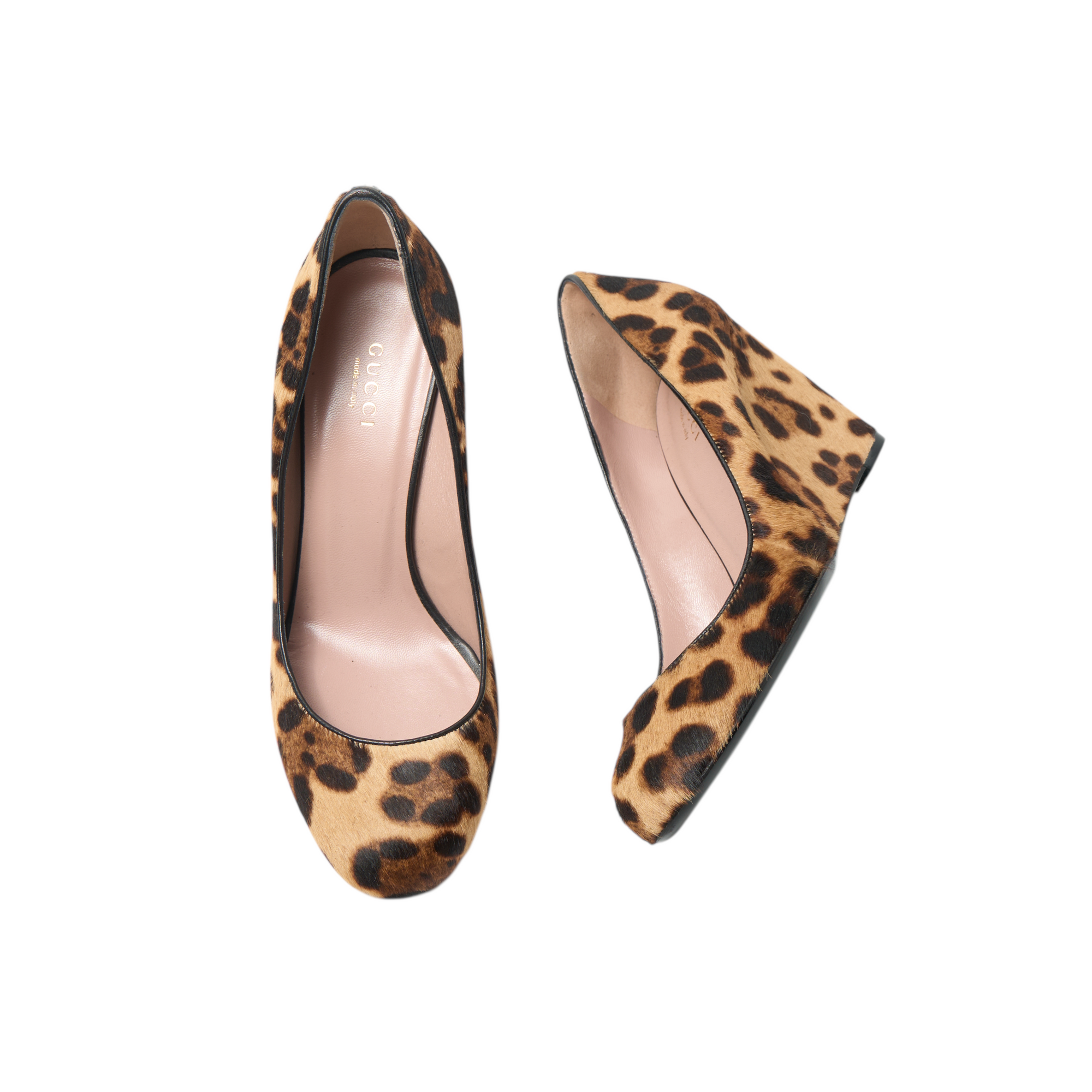 gucci 2000s ponyhair wedge heels