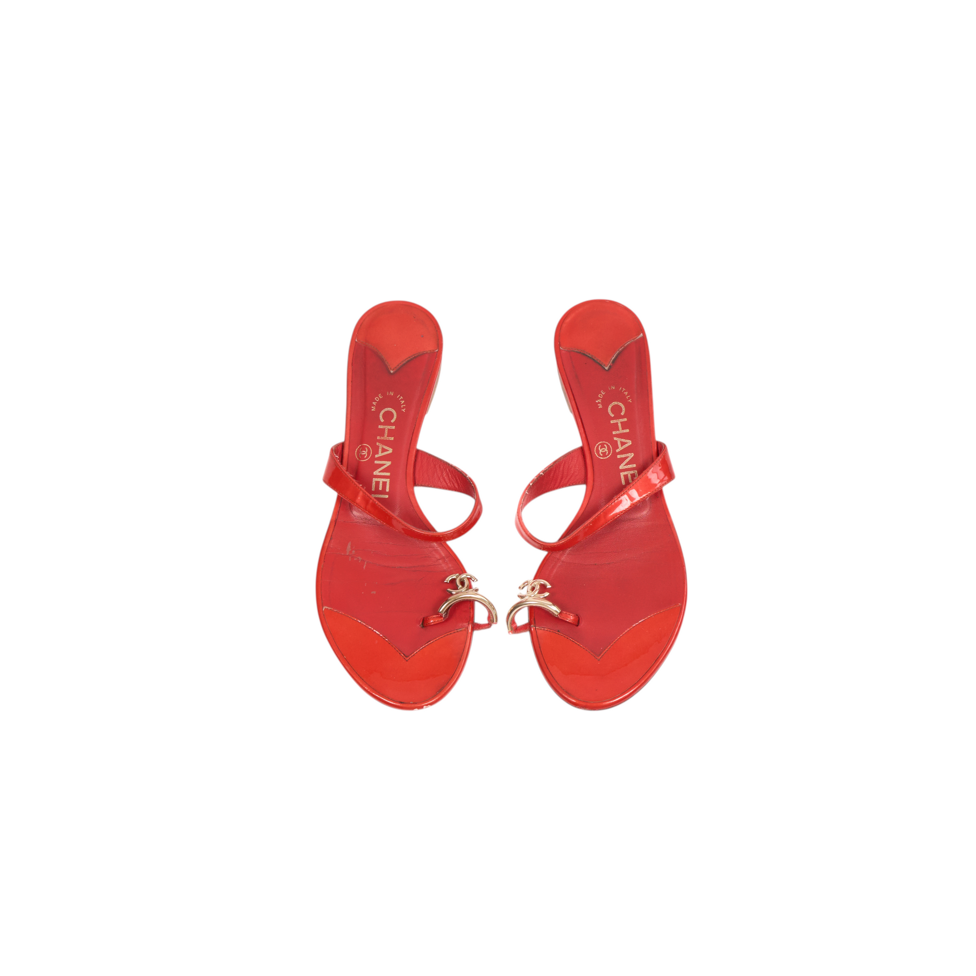 chanel 2000s red sandals