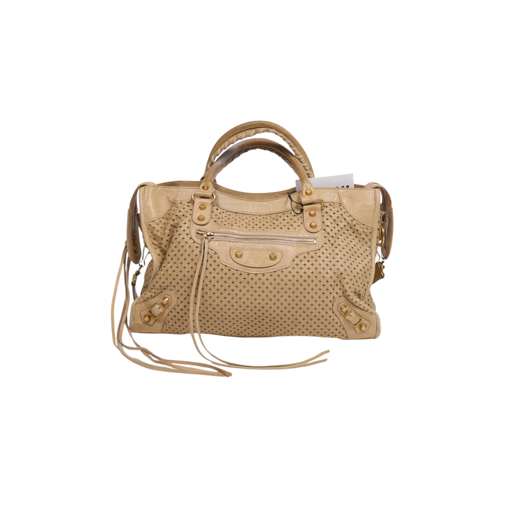 balenciaga 2000s gold perforated city bag