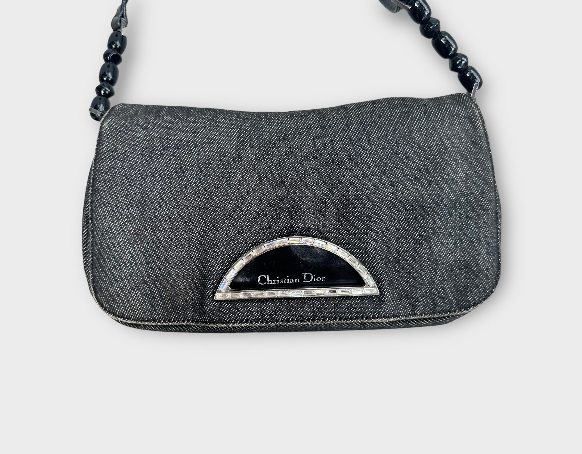 christian dior 2000s denim malice pearl shoulder bag