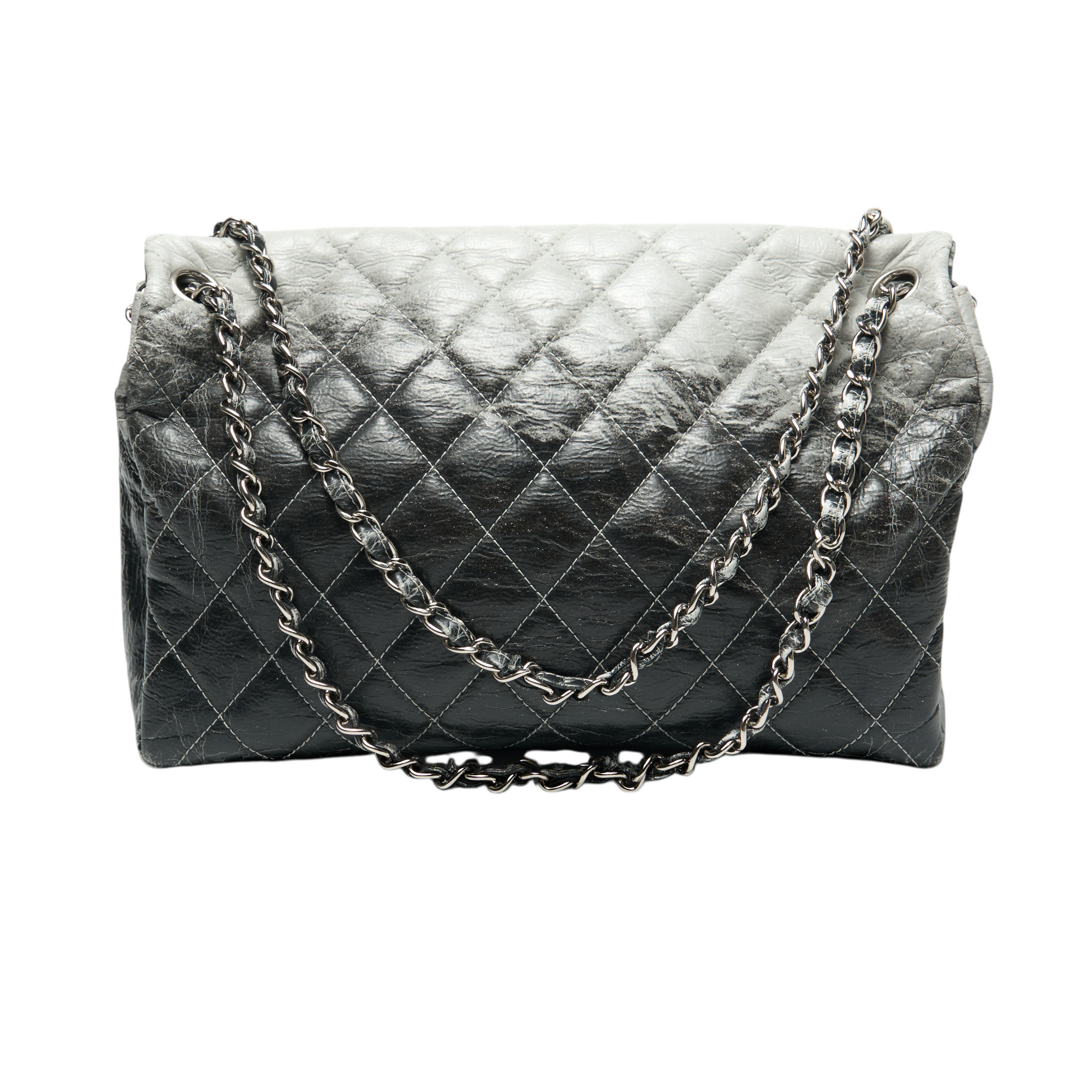 chanel 2000s silver ombré flap bag