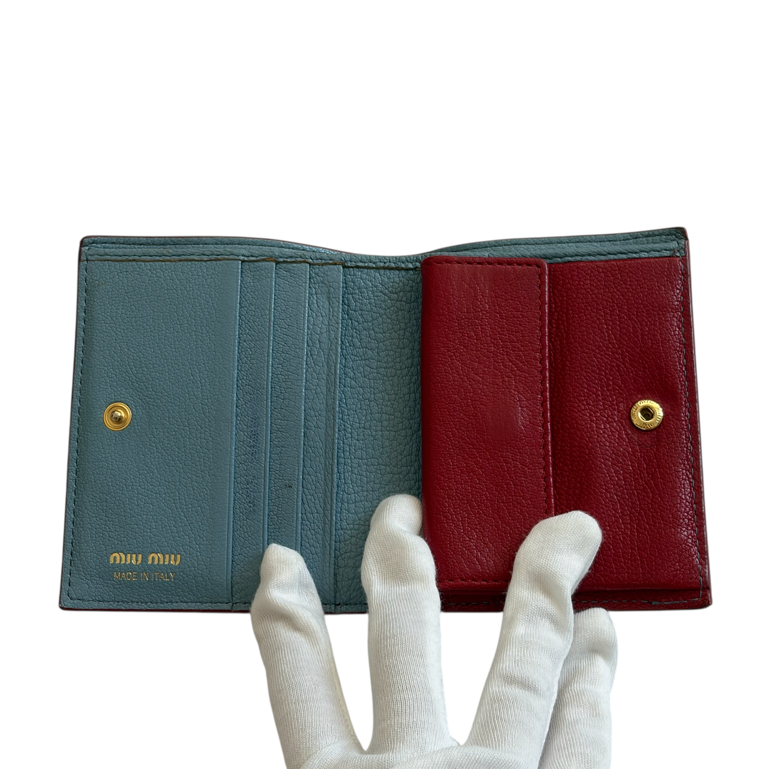 miu miu blue heart wallet